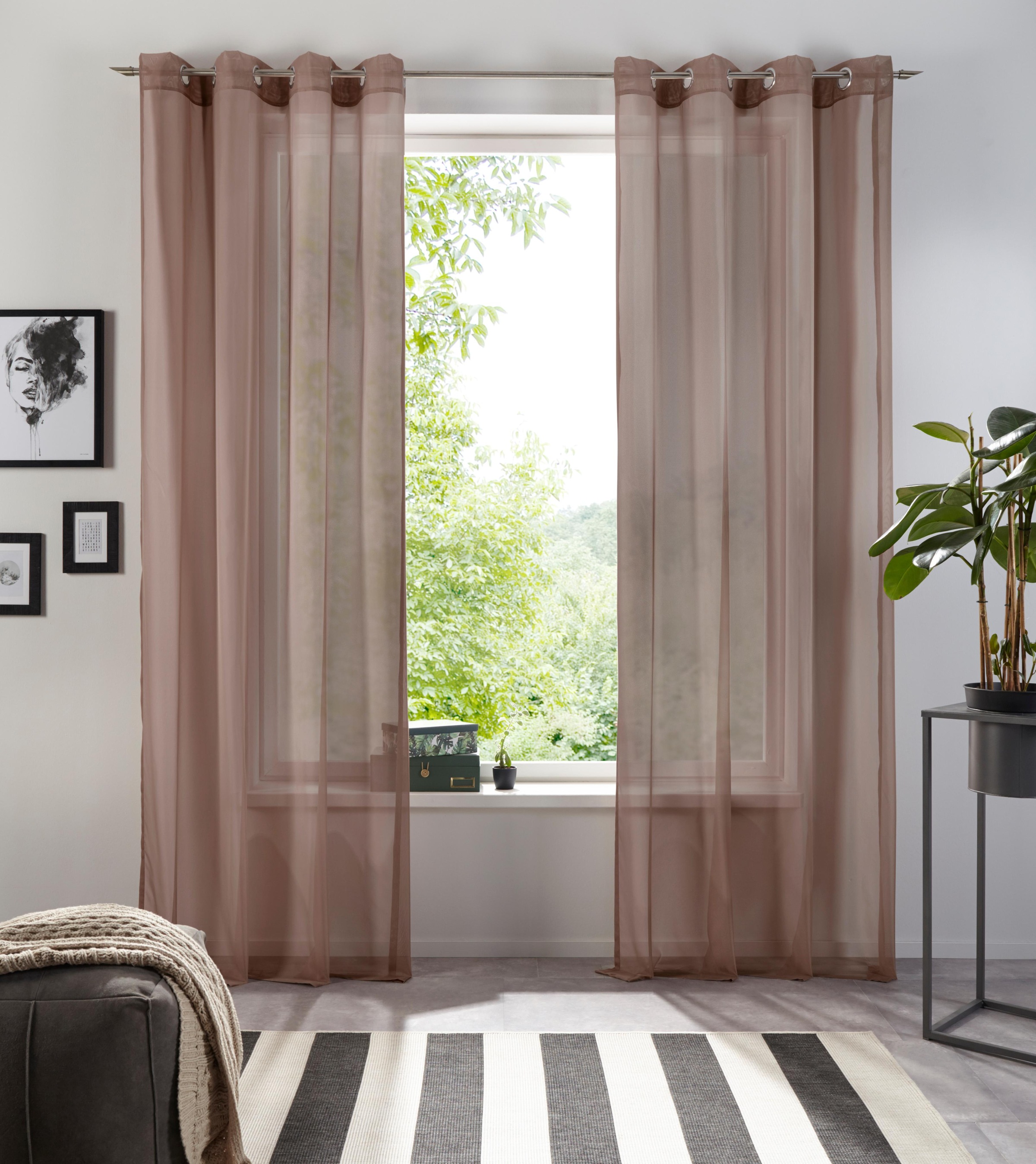 my home Gardine »XANA mit Ösen, Kräuselband oder Schlaufen« Ösen 1 Stk. tlg günstig online kaufen