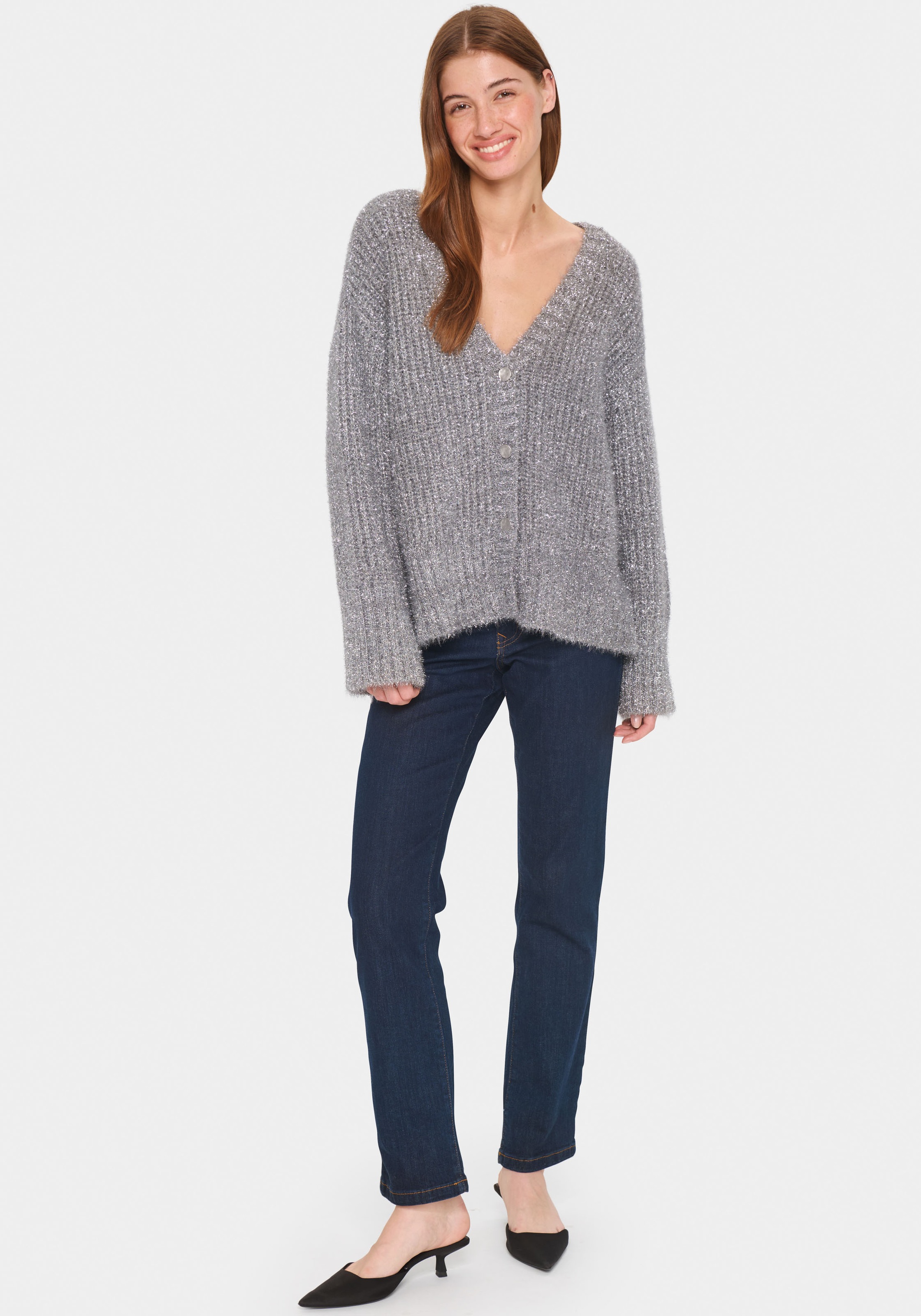 Saint Tropez Strickjacke »HalfaSZ Cardigan« mit Glitzereffekt