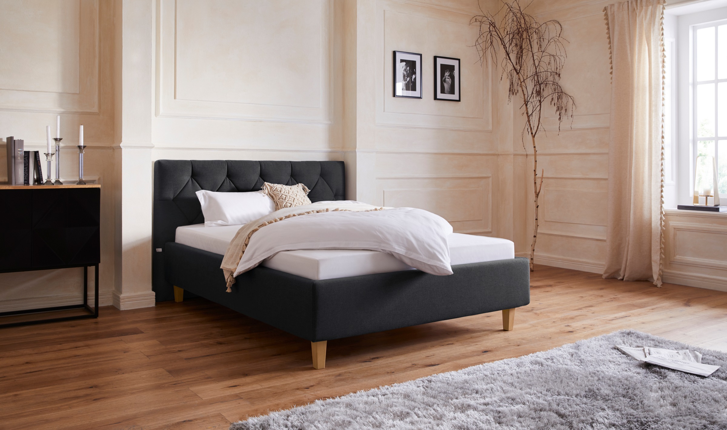 Guido Maria Kretschmer Home&Living Polsterbett »Sunley 100«, Kreuzsteppung, Kopfteilhöhe 102 cm, ohne oder mit Matratze/Lattenrost