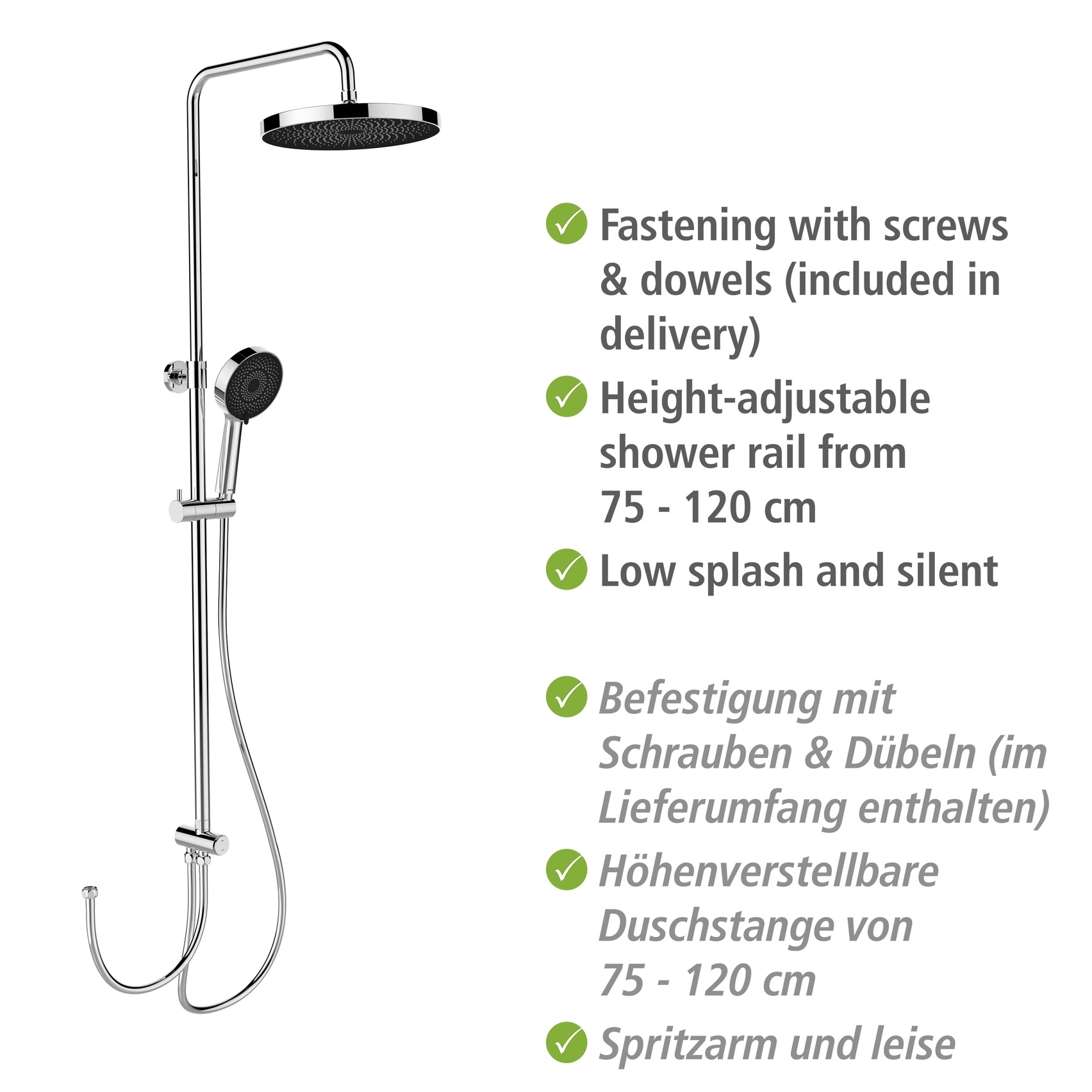 WENKO Duschsystem »Softwater« Chrom, einfacher Anschluss an bestehende Armatur o. Wandanschlussbogen