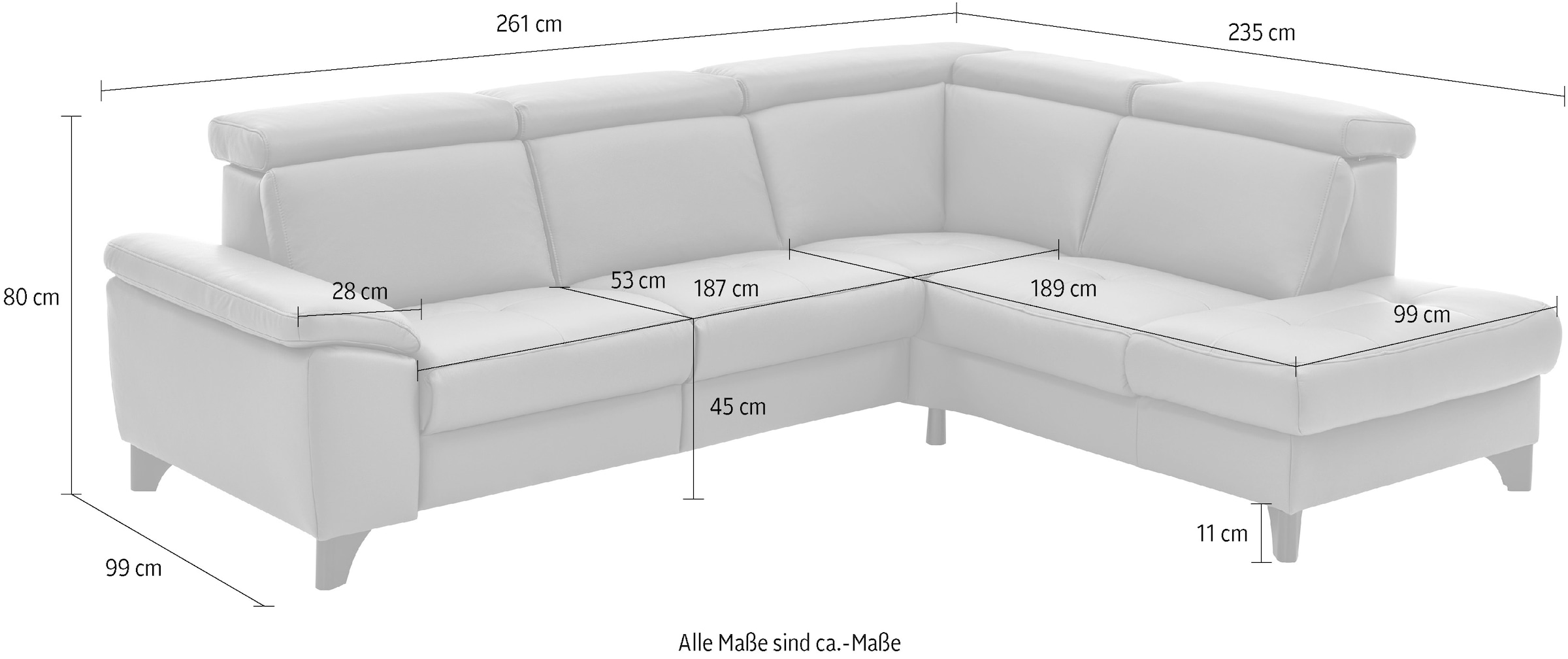 Die PlanBar Ecksofa »PN-EM23166 L-Form«, optional mit Kopfteilverstellung und Stauraum