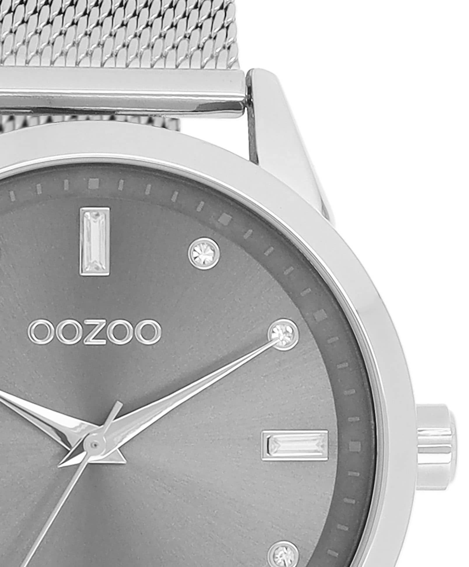 OOZOO Quarzuhr, Armbanduhr, Damenuhr, Edelstahlarmband, Zirkonia (synth.)