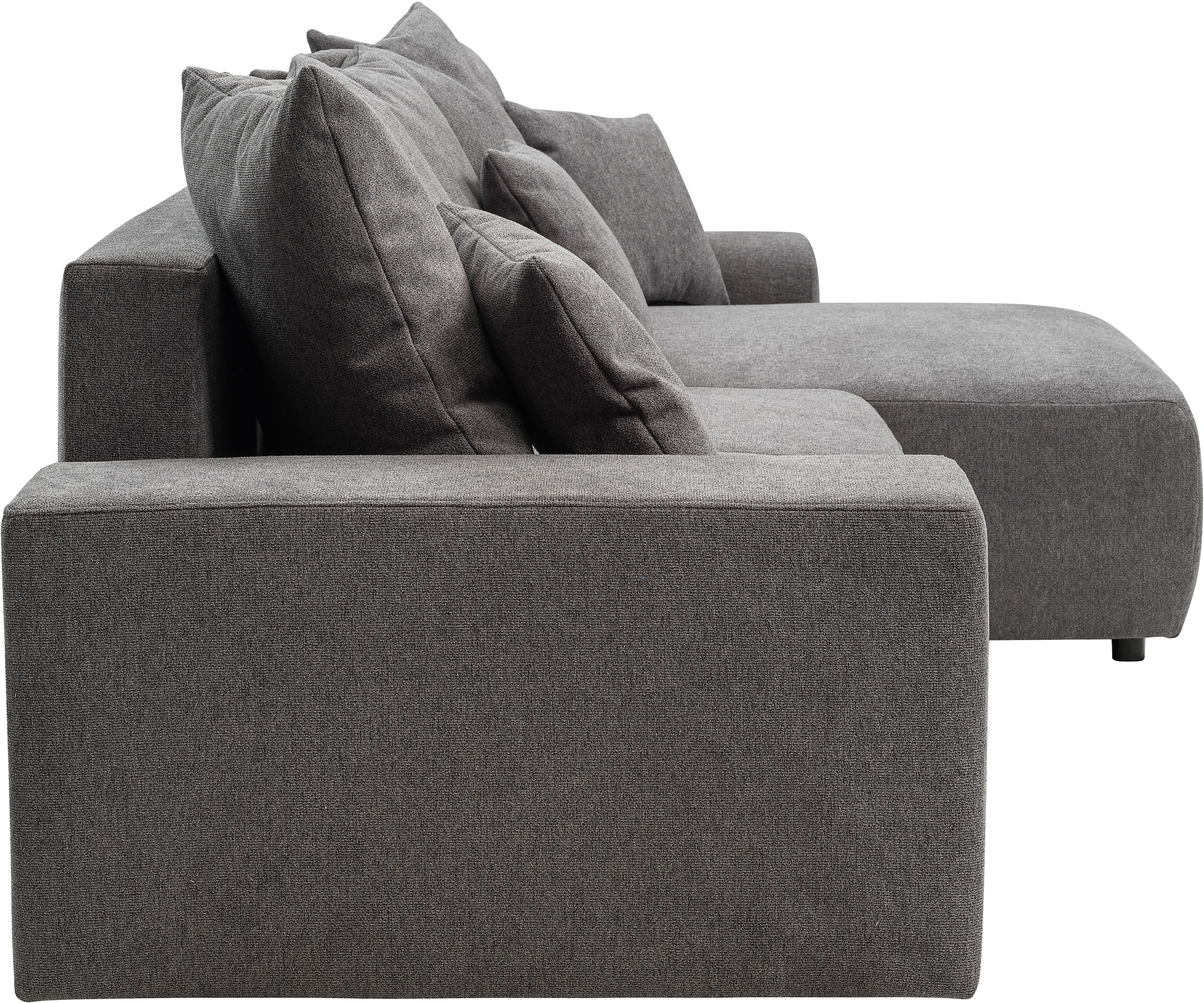 WERK2 Ecksofa »Riwa, modernes Sofa zum Kuscheln und Entspannen, Breite 300cm, L-Form«, Trendiges Ecksofa mit vielen Kissen, Schlaffunktion & Bettkasten