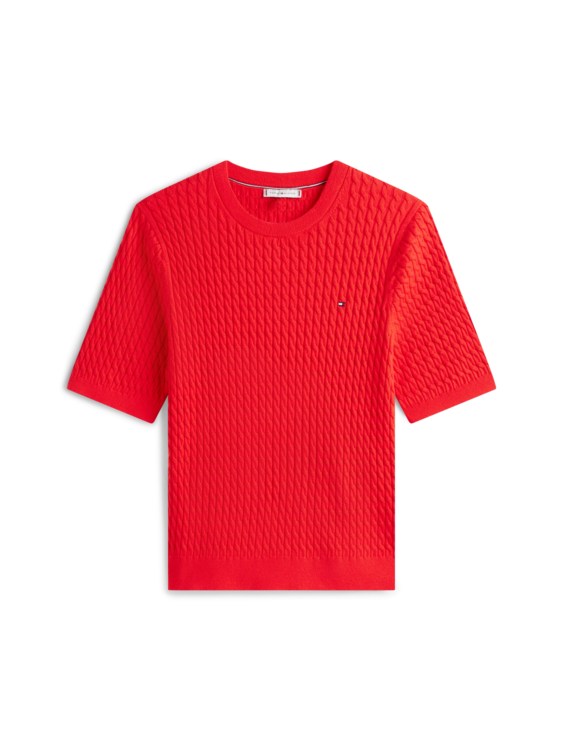 Tommy Hilfiger Curve Rundhalspullover »CRV CO CABLE FINE GG CNK S/S SWT« in großen Größen, mit Zopfmuster