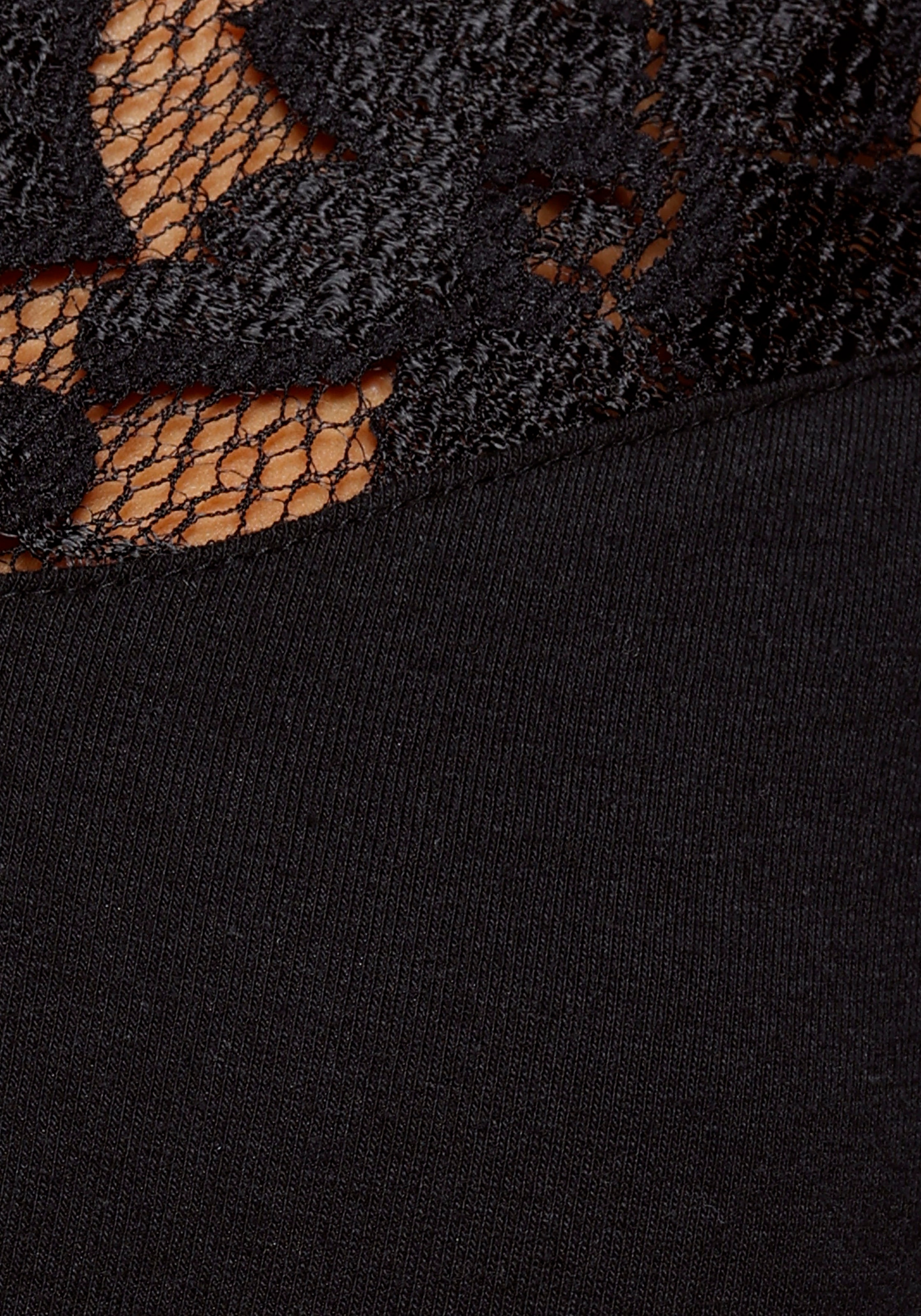 Laura Scott Spitzenshirt Langarm,  sehr figurbetonte Passform,  aus Baumwollmischung