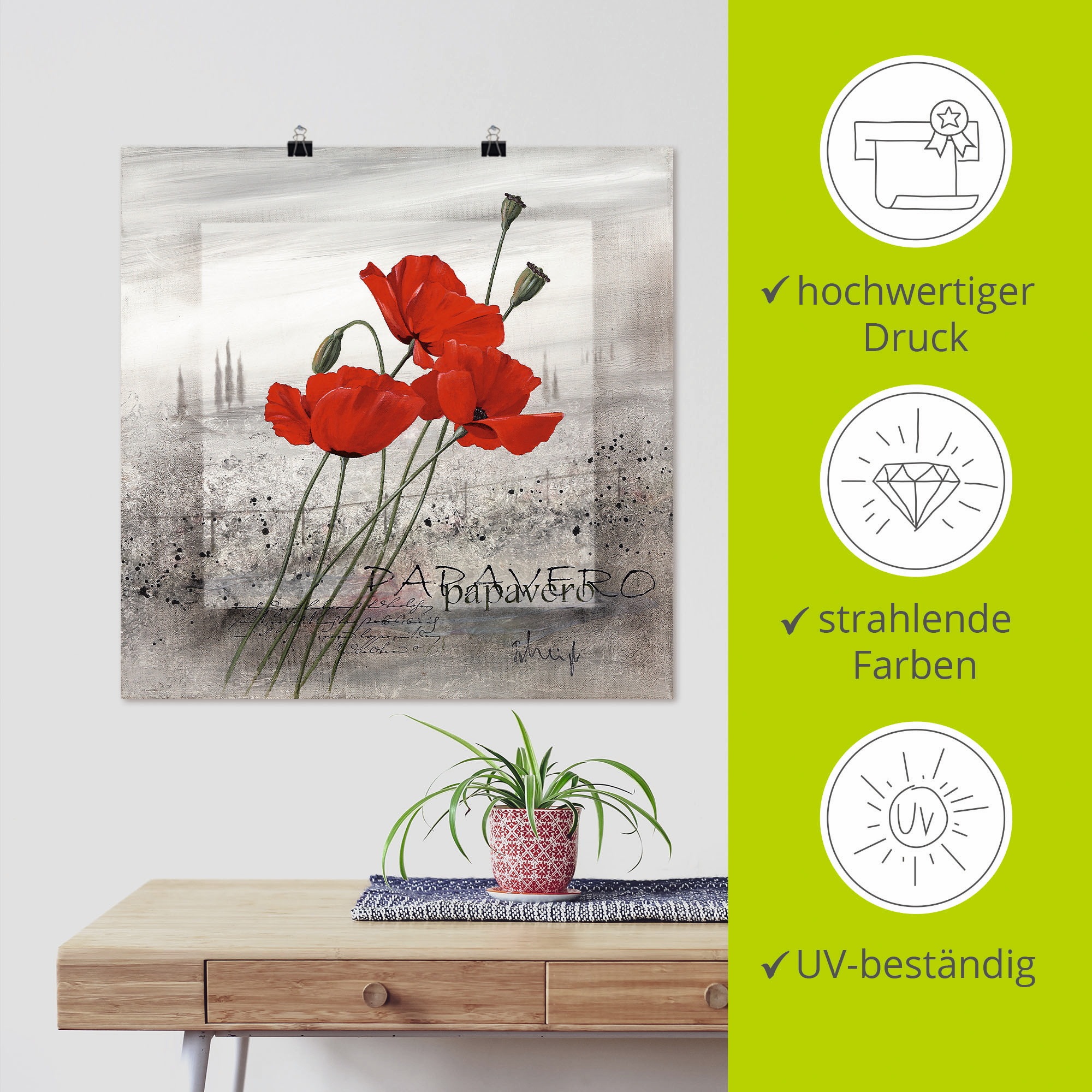 Artland Wandbild »Mohnblumen«, Blumen, (1 St.), als Leinwandbild, Poster, Wandaufkleber in verschied. Größen