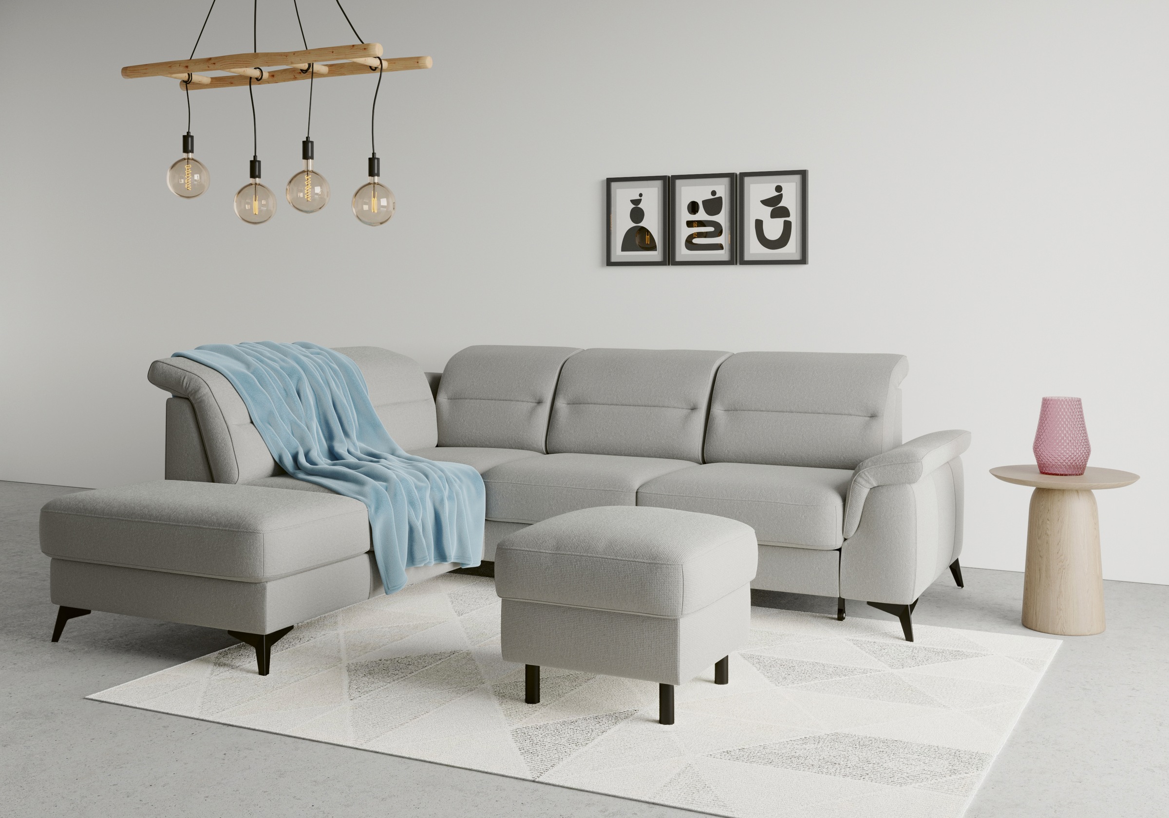 sit&more Ecksofa »Sinatra L-Form«, mit Ottomane, optional mit Kopfteilverstellung und Armteilfunktion