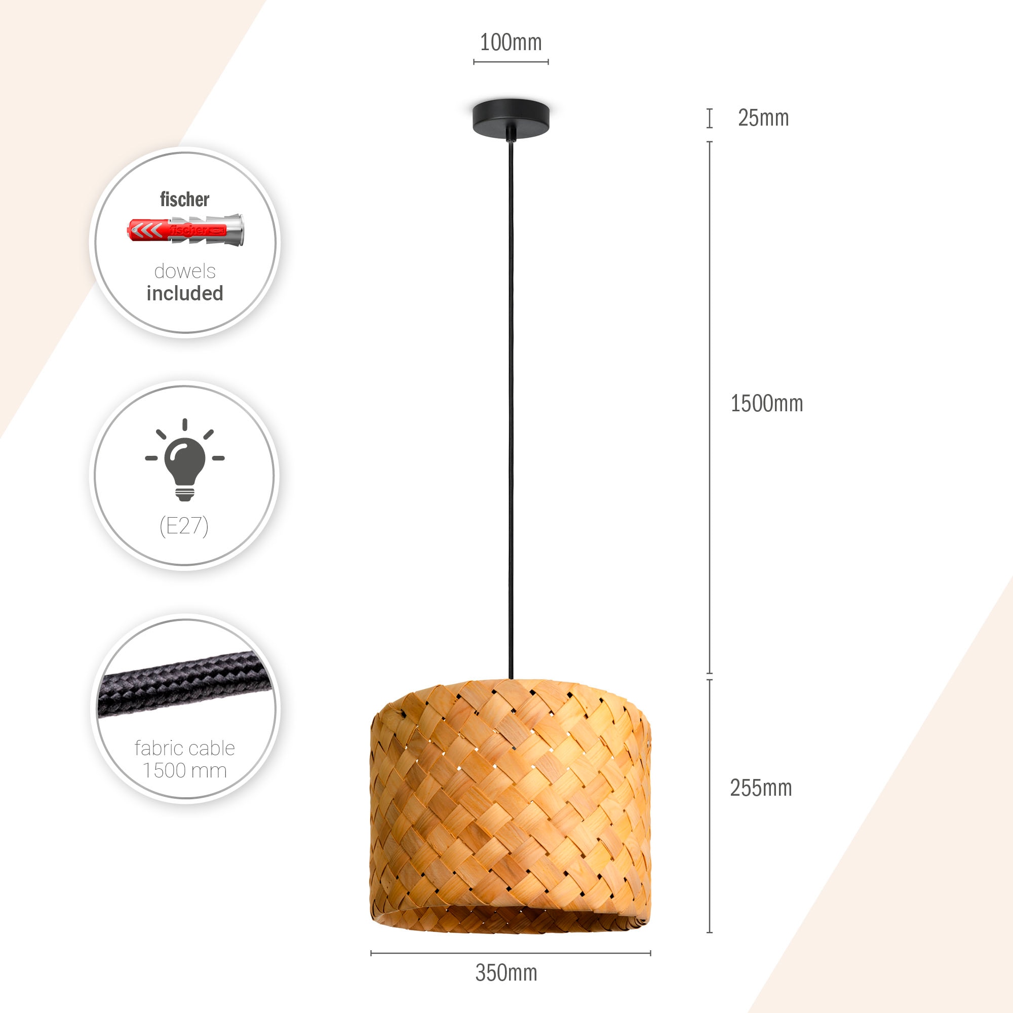 Paco Home Pendelleuchte »HUGO PD1« E27