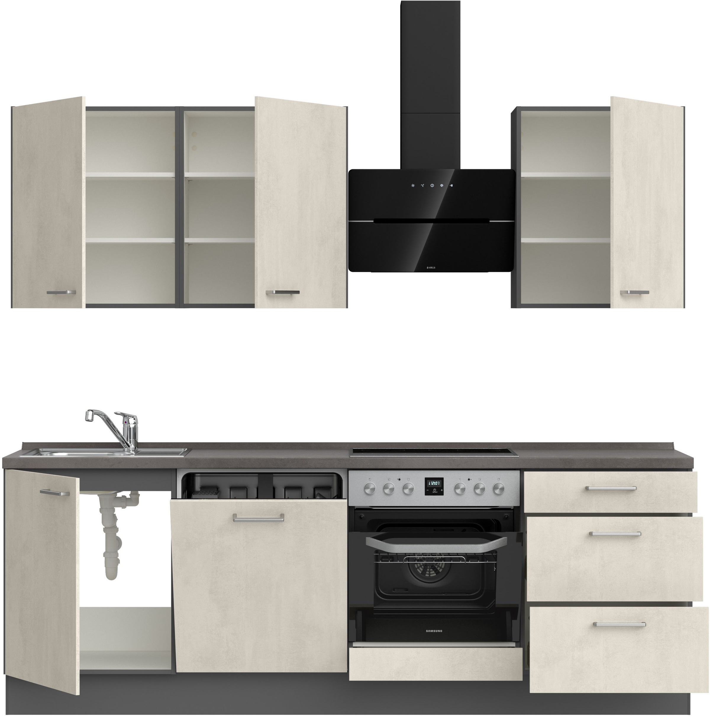nobilia® Küchenzeile »"Riva II"«, vormontiert, Ausrichtung wählbar, Breite 240 cm, wahlw. mit E-Geräten