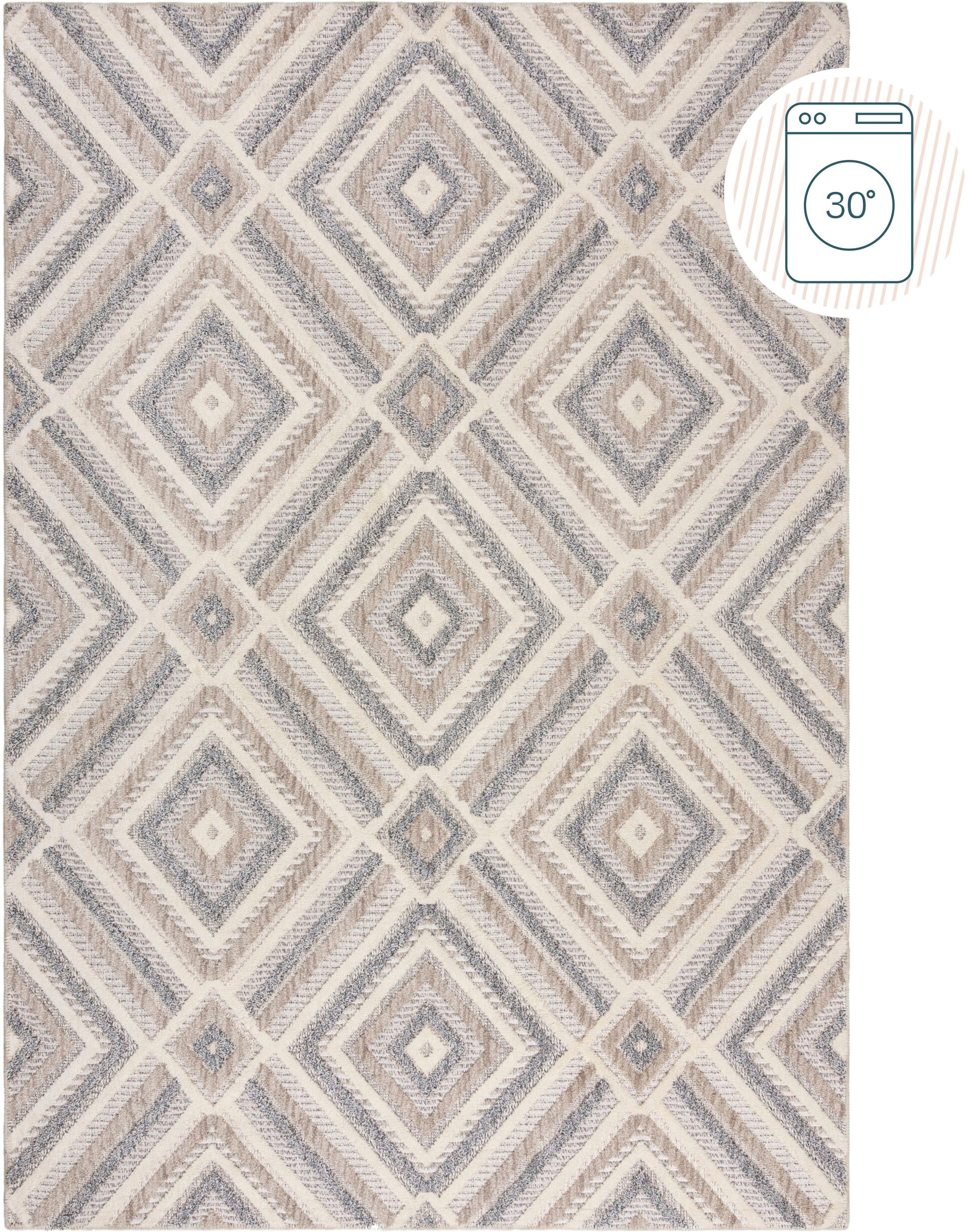 FLAIR RUGS Teppich »Beckett«, rechteckig, 4 mm Höhe, Waschbarer Geometrisch günstig online kaufen