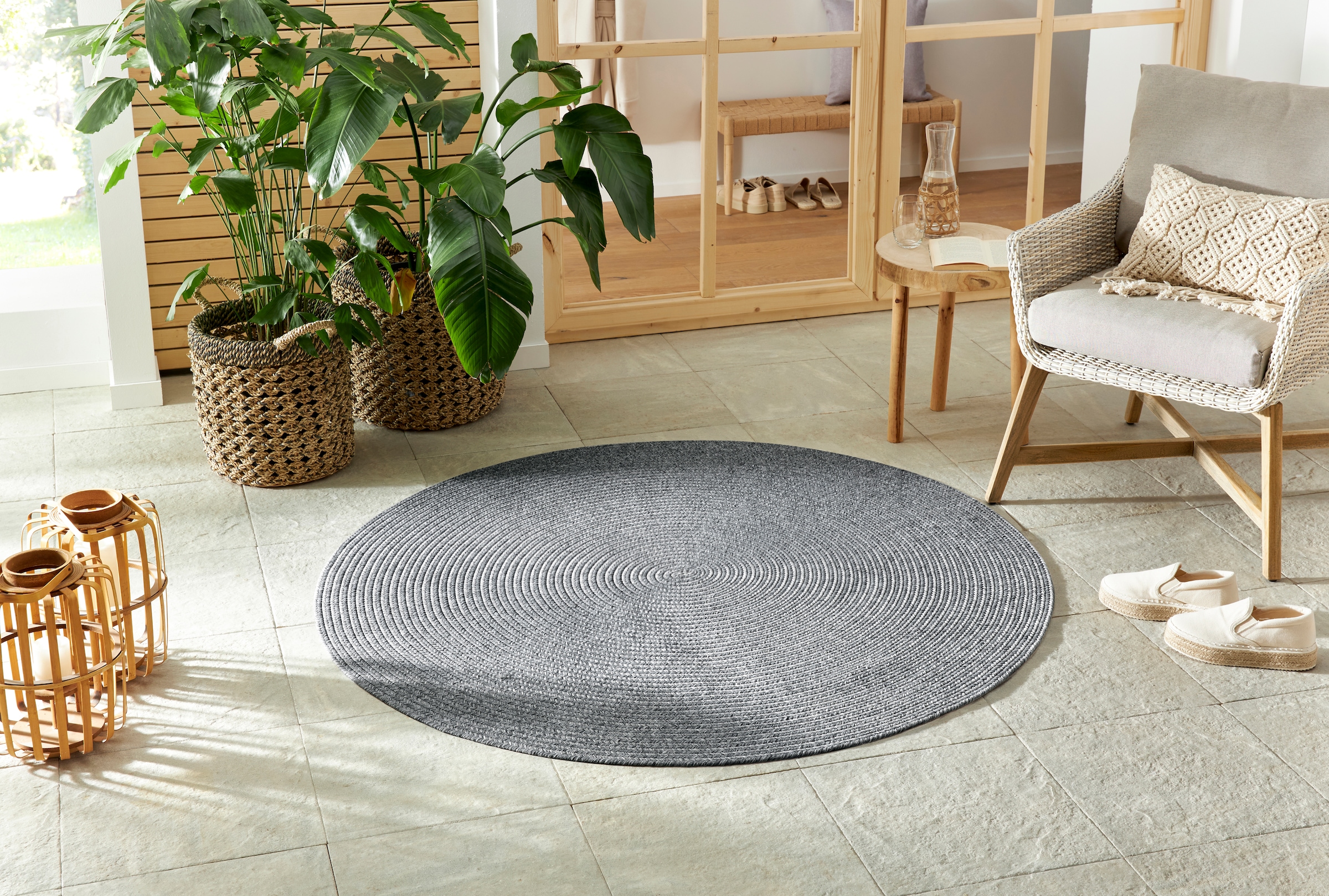 HANSE Home Teppich »Trenzado«, rund, 10 mm Höhe, In- & Outdoor, Handmade-Lo günstig online kaufen