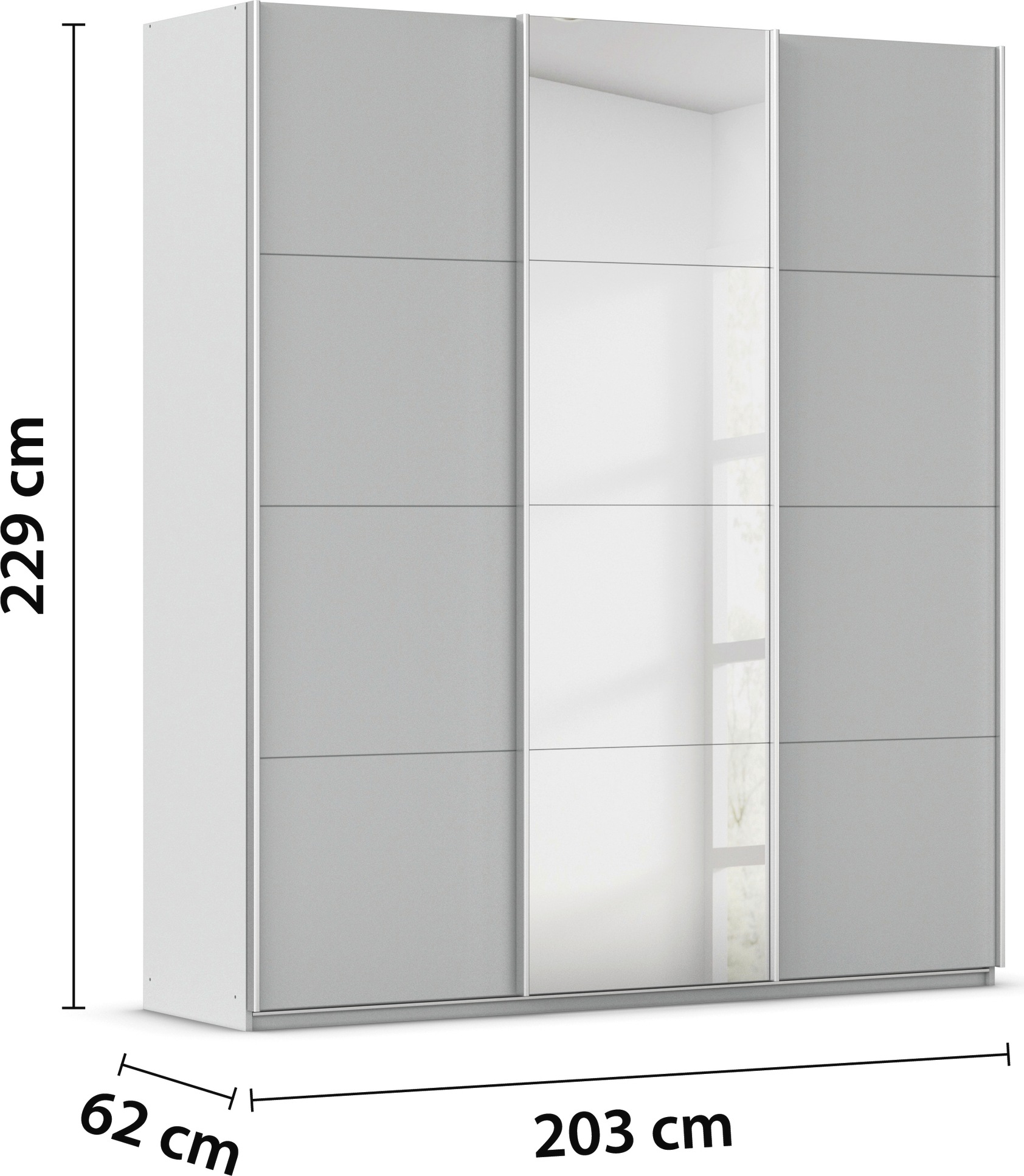 rauch Schwebetürenschrank »Kleiderschrank Schrank Garderobe AGORDO«, Top Innenausstattung, in 4 Breiten und 2 Höhen MADE IN GERMANY