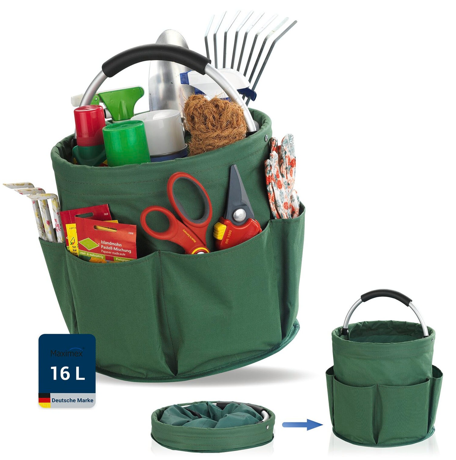 Maximex Organizer »Universal-Reinigungs-Caddy« mit 6 Außentaschen für Gartenwerkzeug, großes Hauptfach, faltbar, 16 l