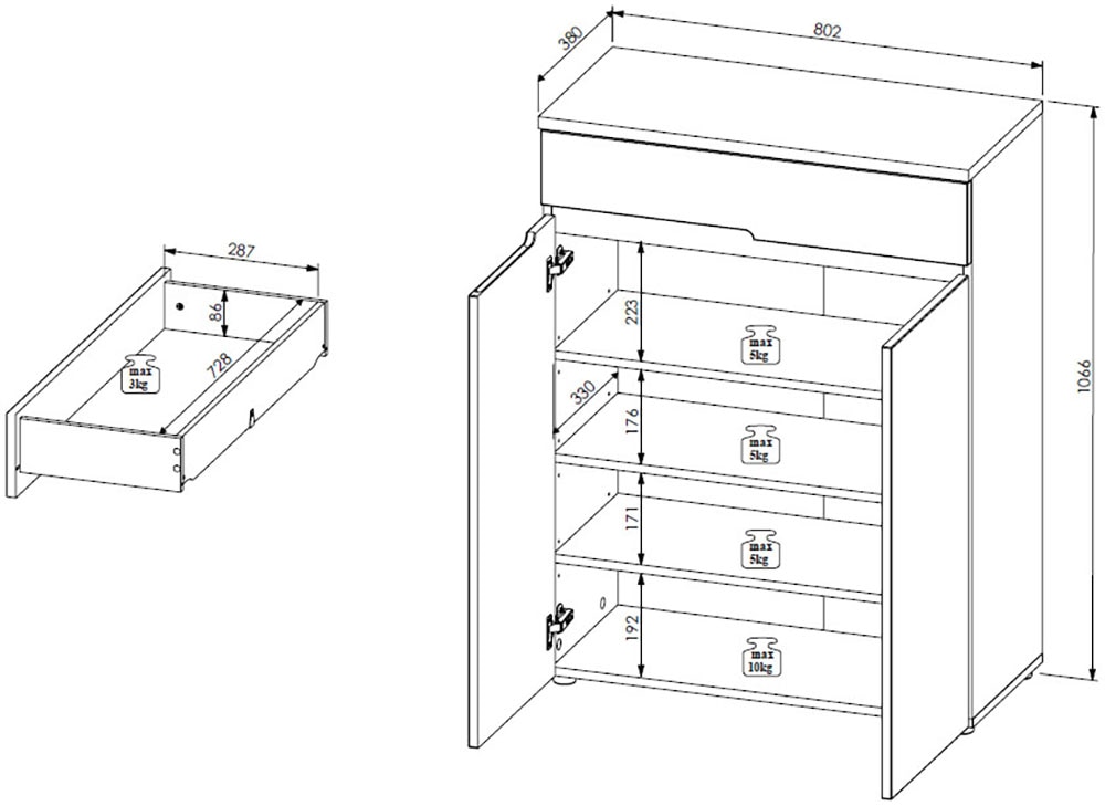 Innostyle Schuhschrank »Memphis Schuhschrank, 80x107x38cm (B/H/T)« 1 Stk. tlg.