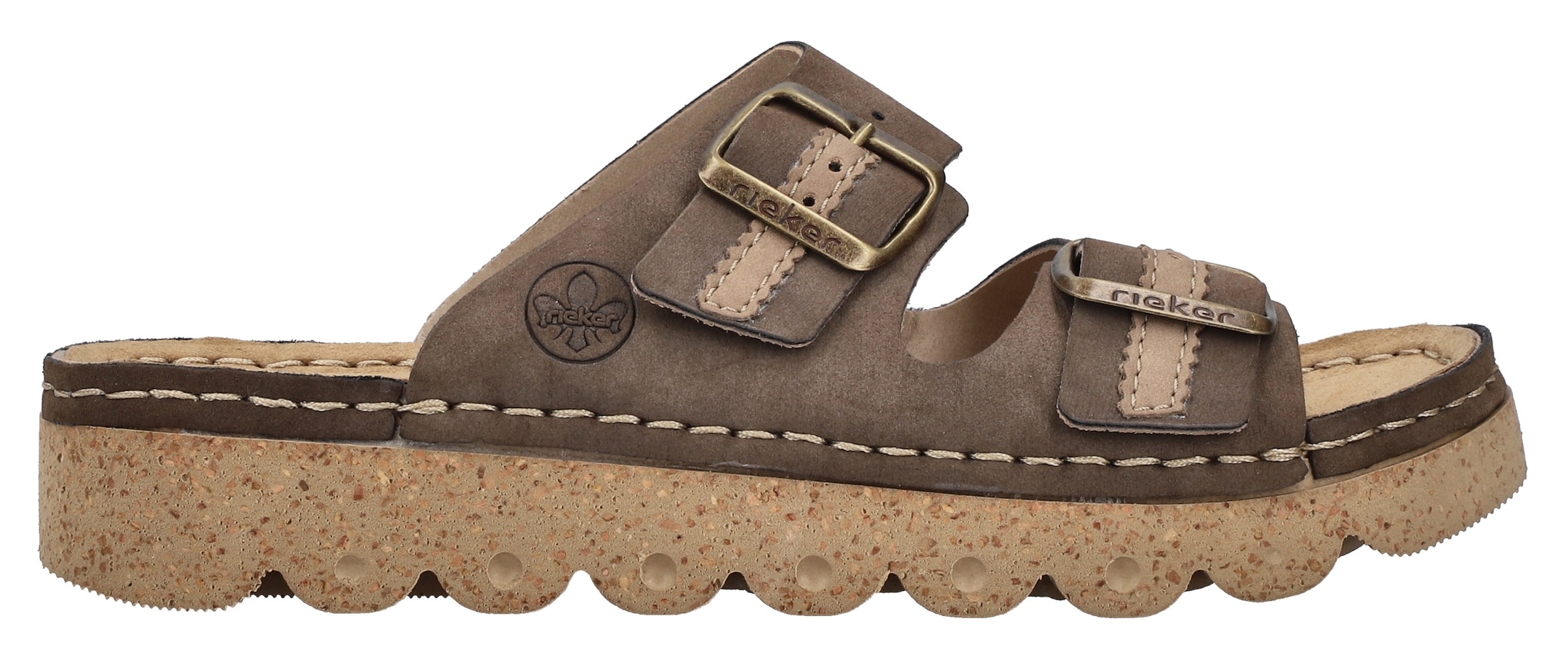 Rieker Pantolette, Sommerschuh, Schlappen, Hausschuh mit verstellbaren Schnallen