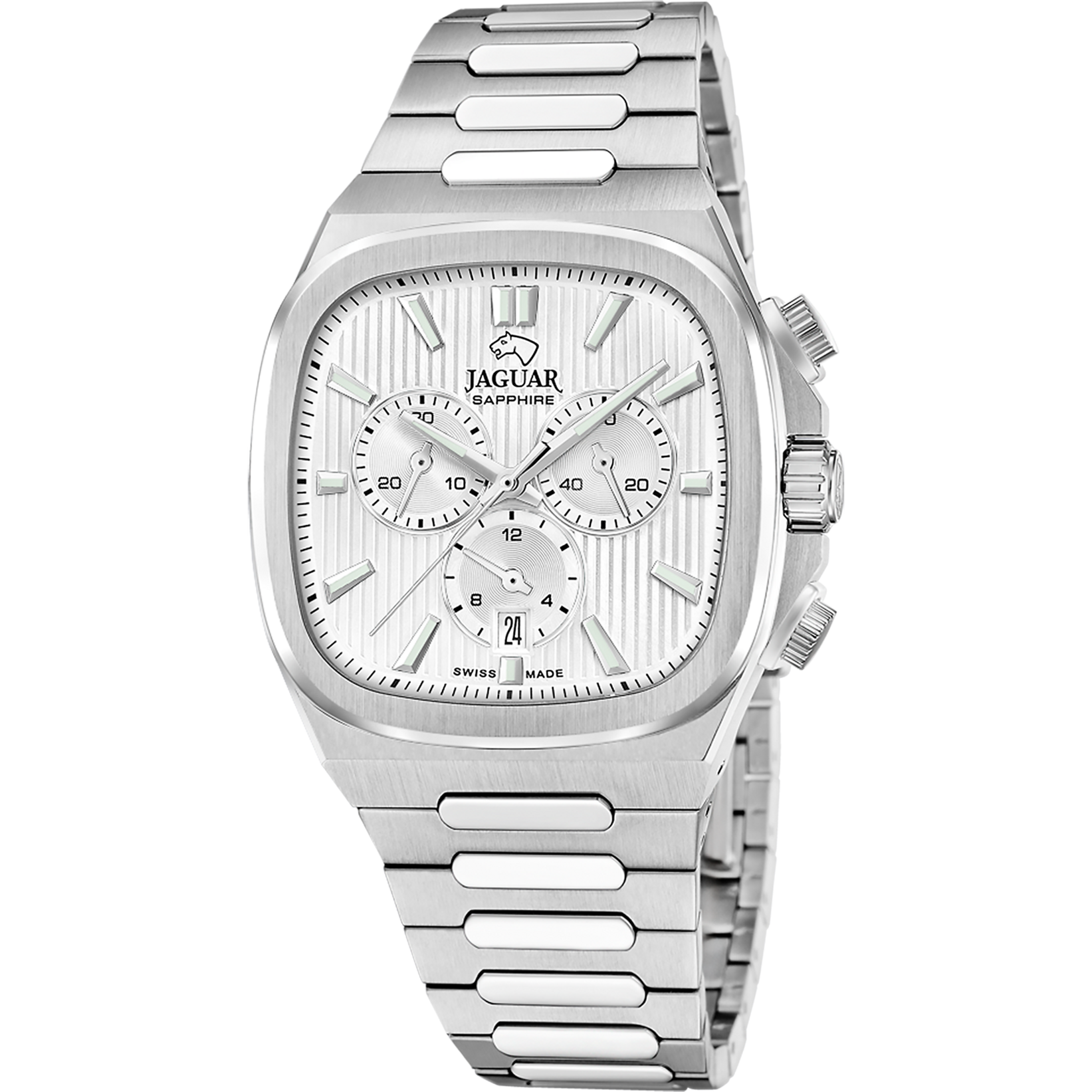 Jaguar Chronograph »Rondcarre« Quarzuhr, Armbanduhr, Herrenuhr, Swiss Made, Edelstahlarmband, analog