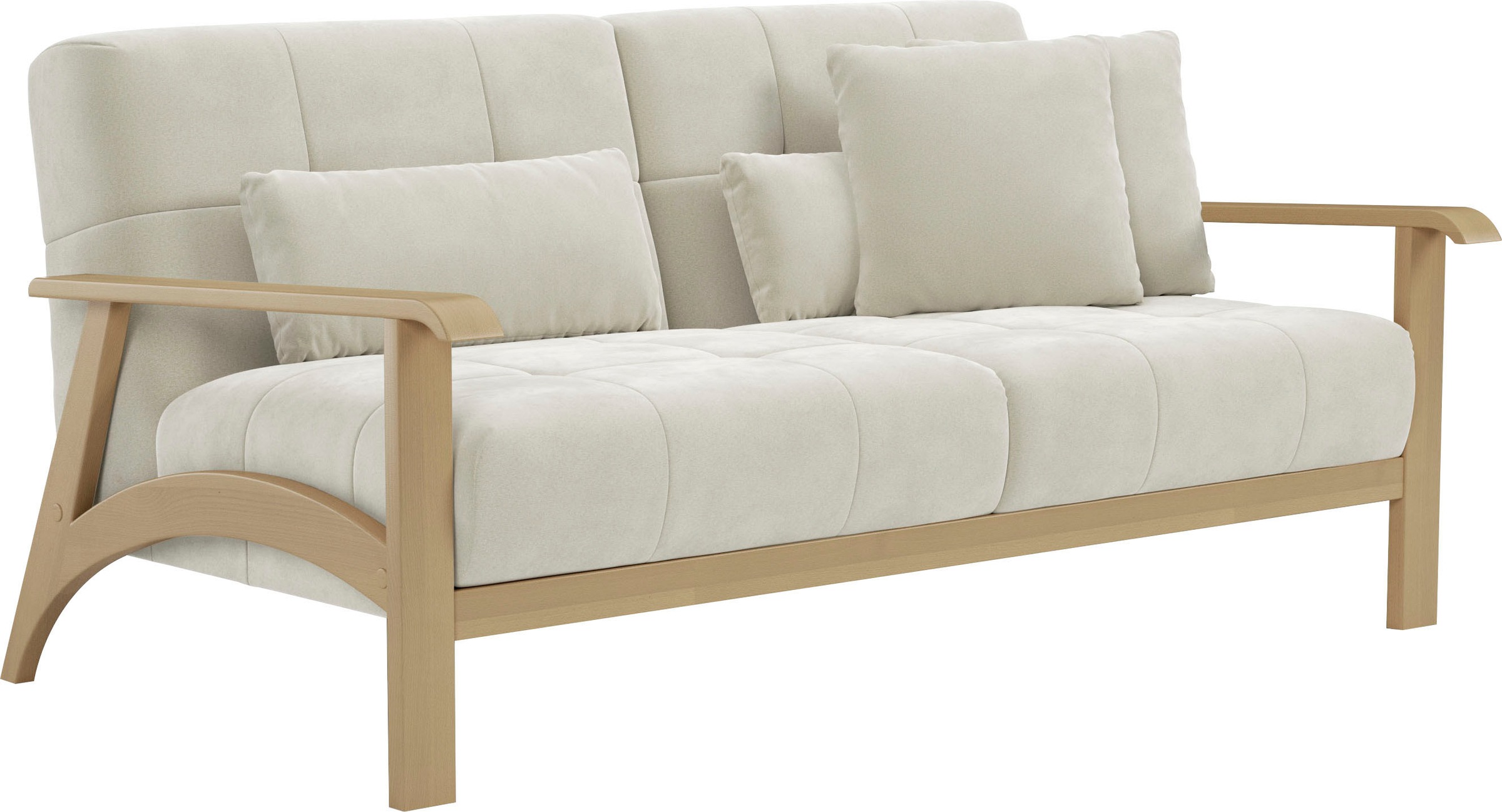 sit&more 2,5-Sitzer »Billund«, Armlehnen aus Buchenholz in natur, verschiedene Bezüge und Farben