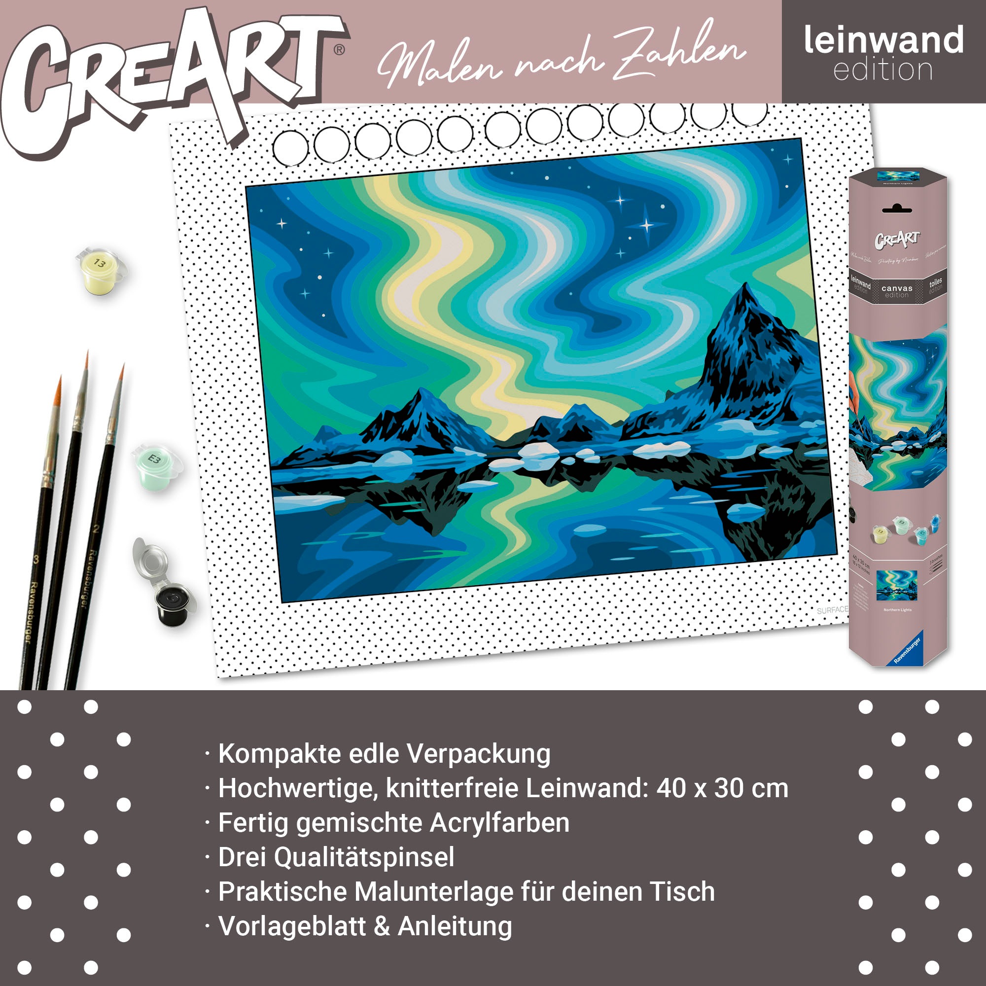 Ravensburger Malen nach Zahlen »CreArt, Leinwand Nordlichter« Made in Europe