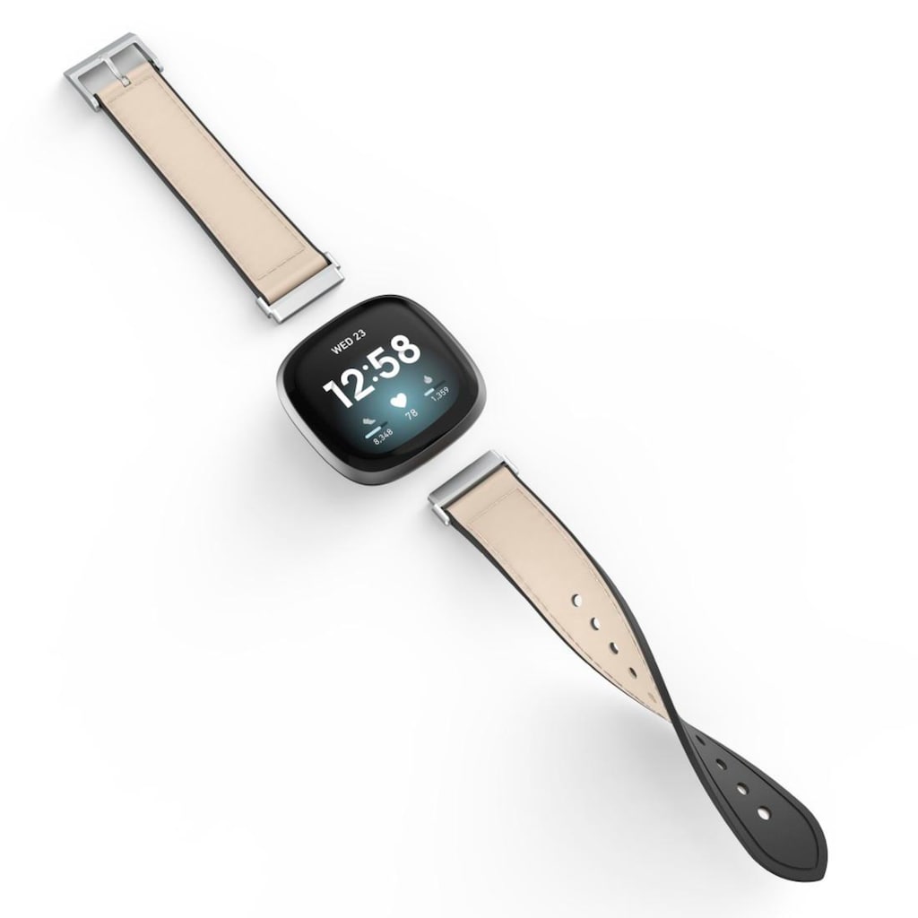 Hama Smartwatch-Armband »Ersatzarmband für Fitbit Versa 3, Sense, Leder und Silikon, 20mm, 21cm«