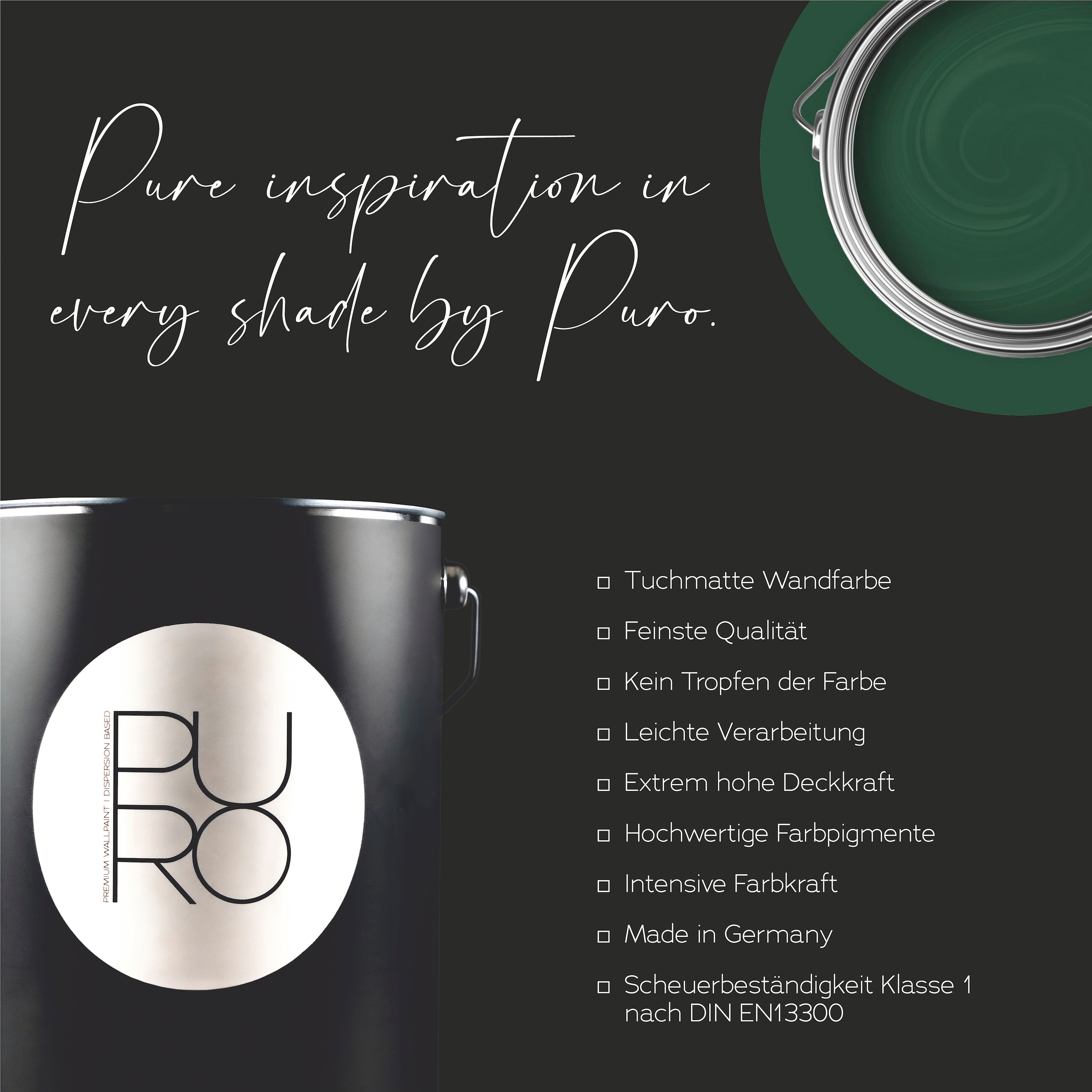 A.S. Création Wandfarbe »Premium Innenwandfarbe PURO Tuchmatt sage green« ideal für Wohnzimmer, Schlafzimmer, Flur und Küche, Farbwelt Grün