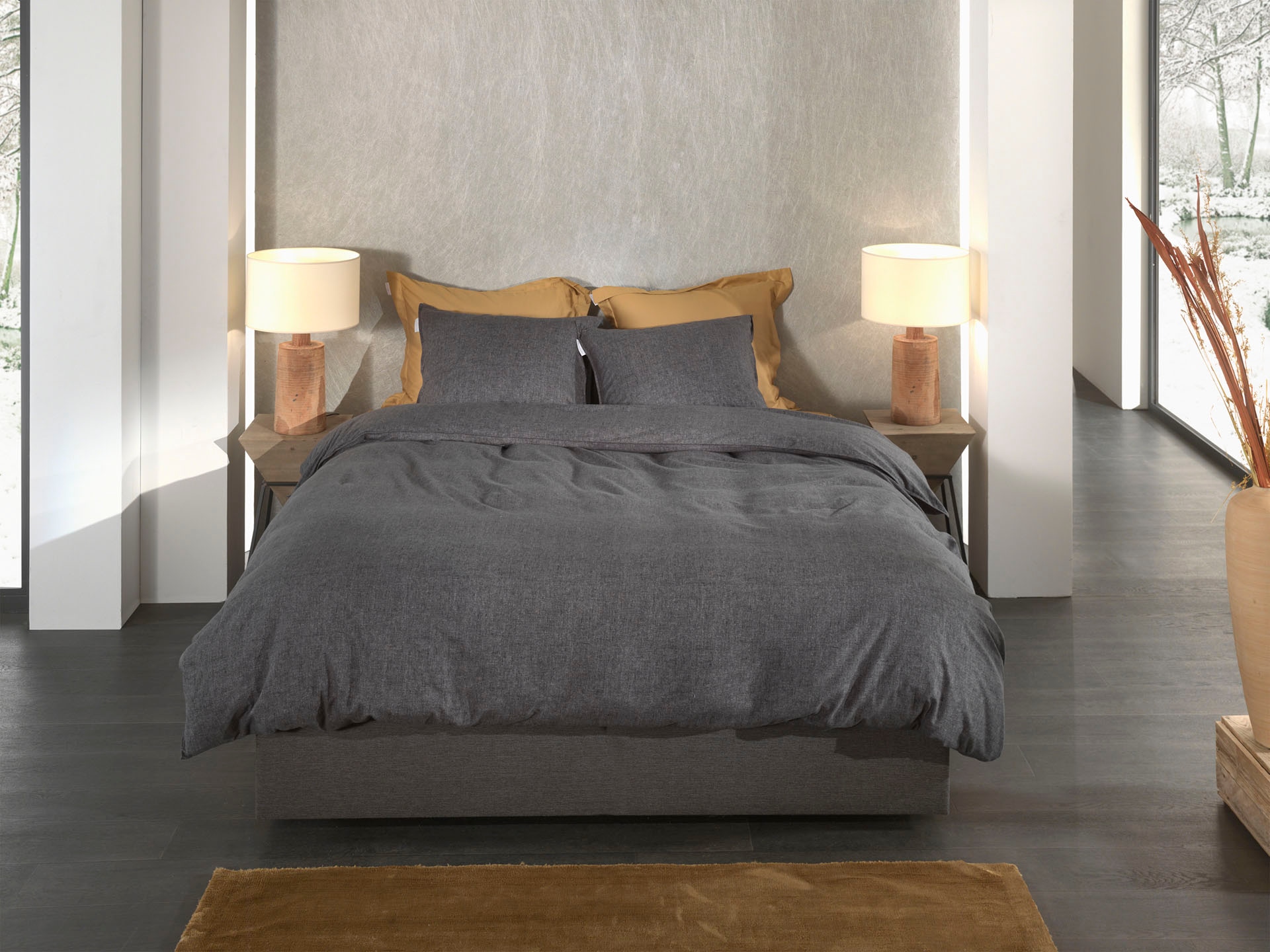 Heckett & Lane Bettwäsche »Franela« 2 Stk. tlg. Uni Design, hochwertiges Fl günstig online kaufen