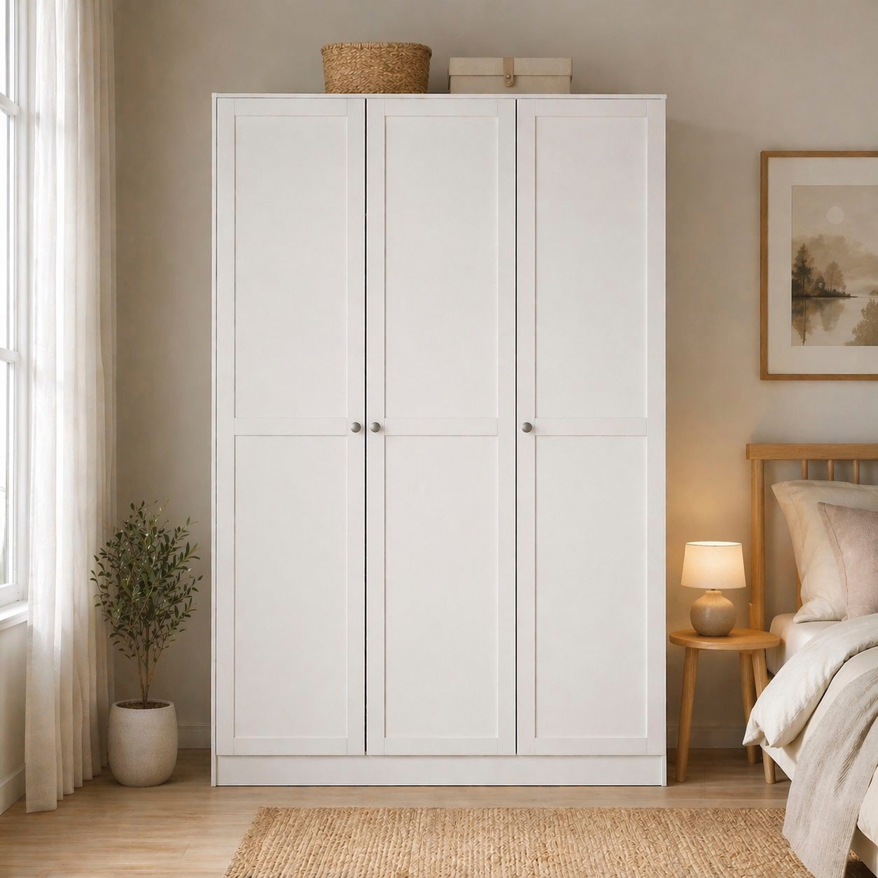 Home affaire Kleiderschrank »Billund, skandinavischen Design & viel Stauraum, 2 Breiten 145/195 cm« Viel Stauraum mit Böden & Kleiderstange, praktische Aufteilung