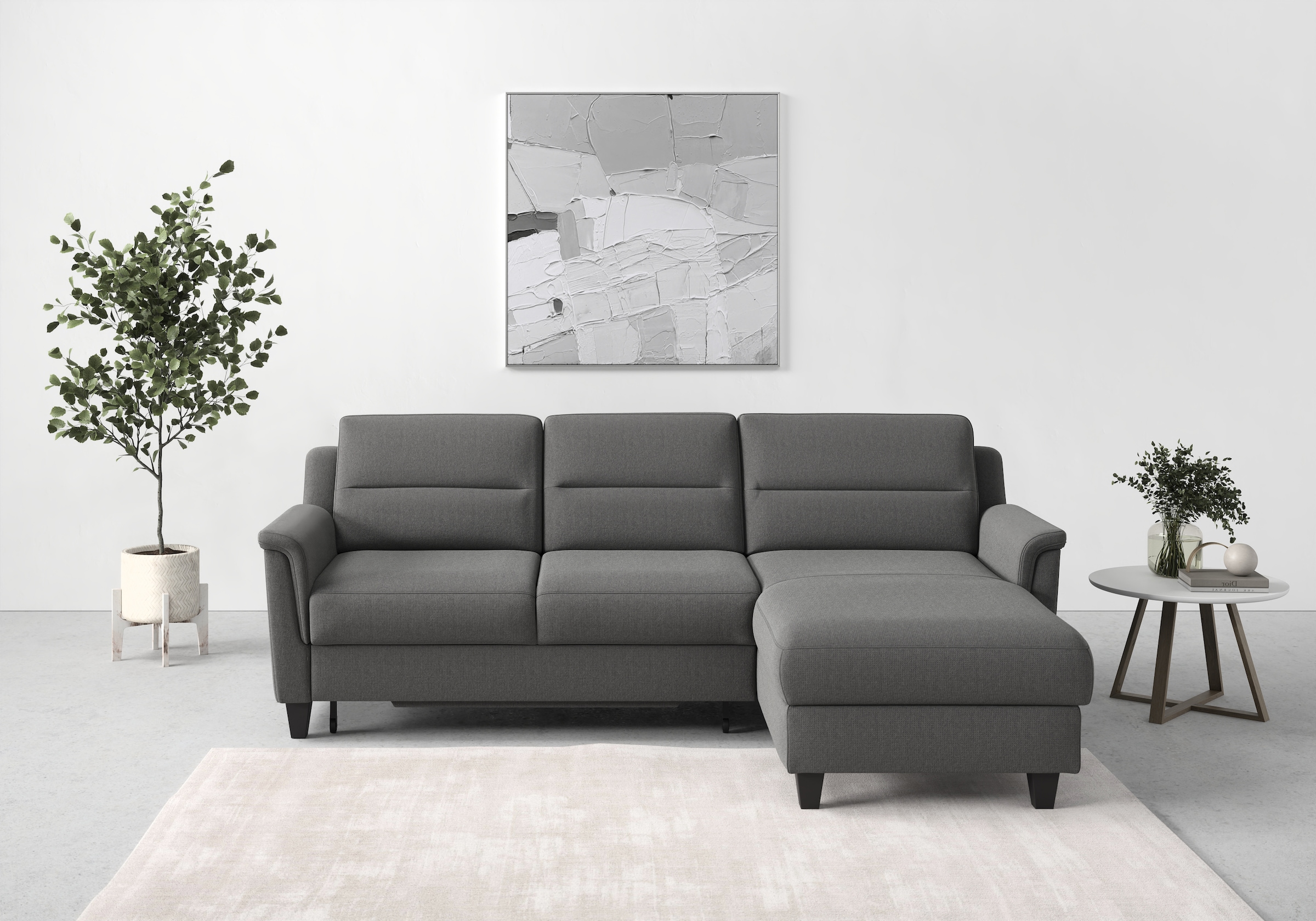 sit&more Ecksofa »Farö L-Form«, inklusive Federkern, wahlweise mit Bettfunktion und Bettkasten