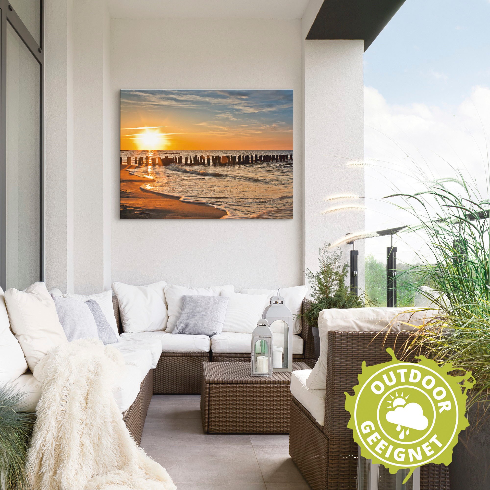 Artland Wandbild »Schöner Sonnenuntergang am Strand«, Strand, (1 St.), als Alubild, Outdoorbild, Leinwandbild, Poster in verschied. Größen