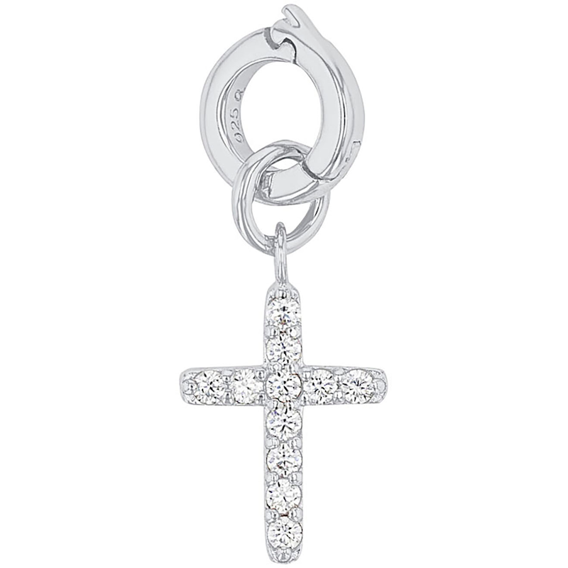 AMOR Charm Kreuz »2038512« mit Zirkonia (synth.) silberfarben-kristallweiß + kristallweiß Edler Anhänger mit Motiv "Kreuz" von Amor für Frauen