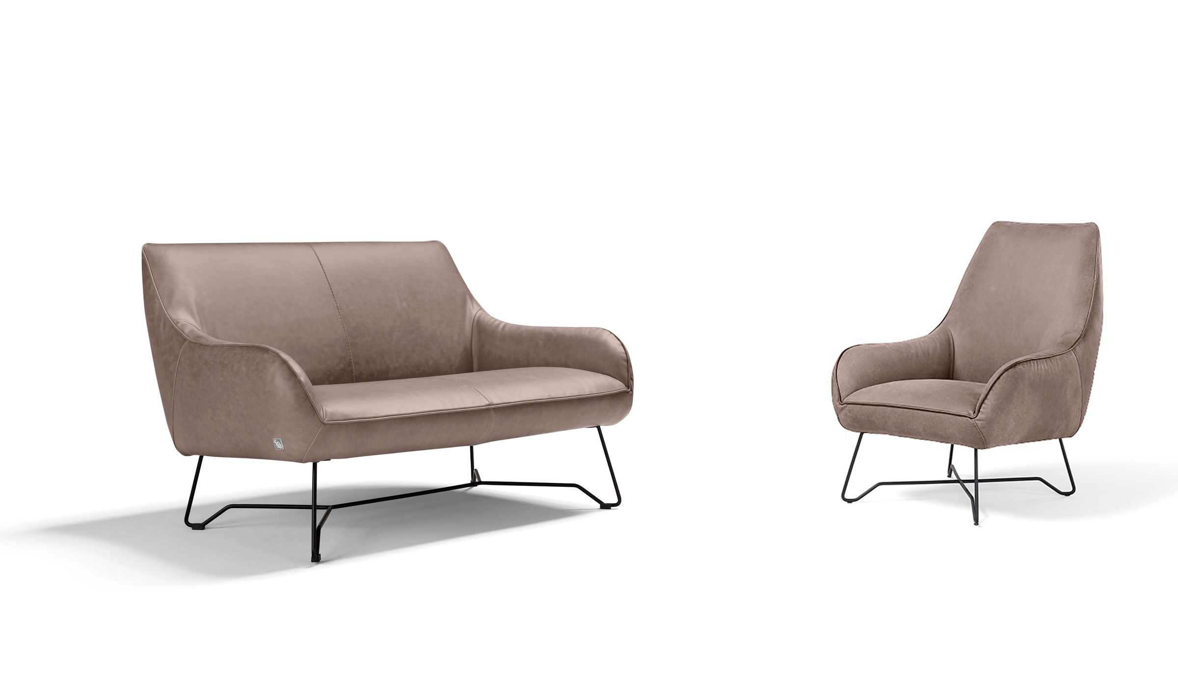 Egoitaliano Polstergarnitur »Namy, Designobjekt mit hohem Sitzkomfort und toller Detailverarbeitung«, Set aus 2-Sitzer und Sessel, edles Metallgestell