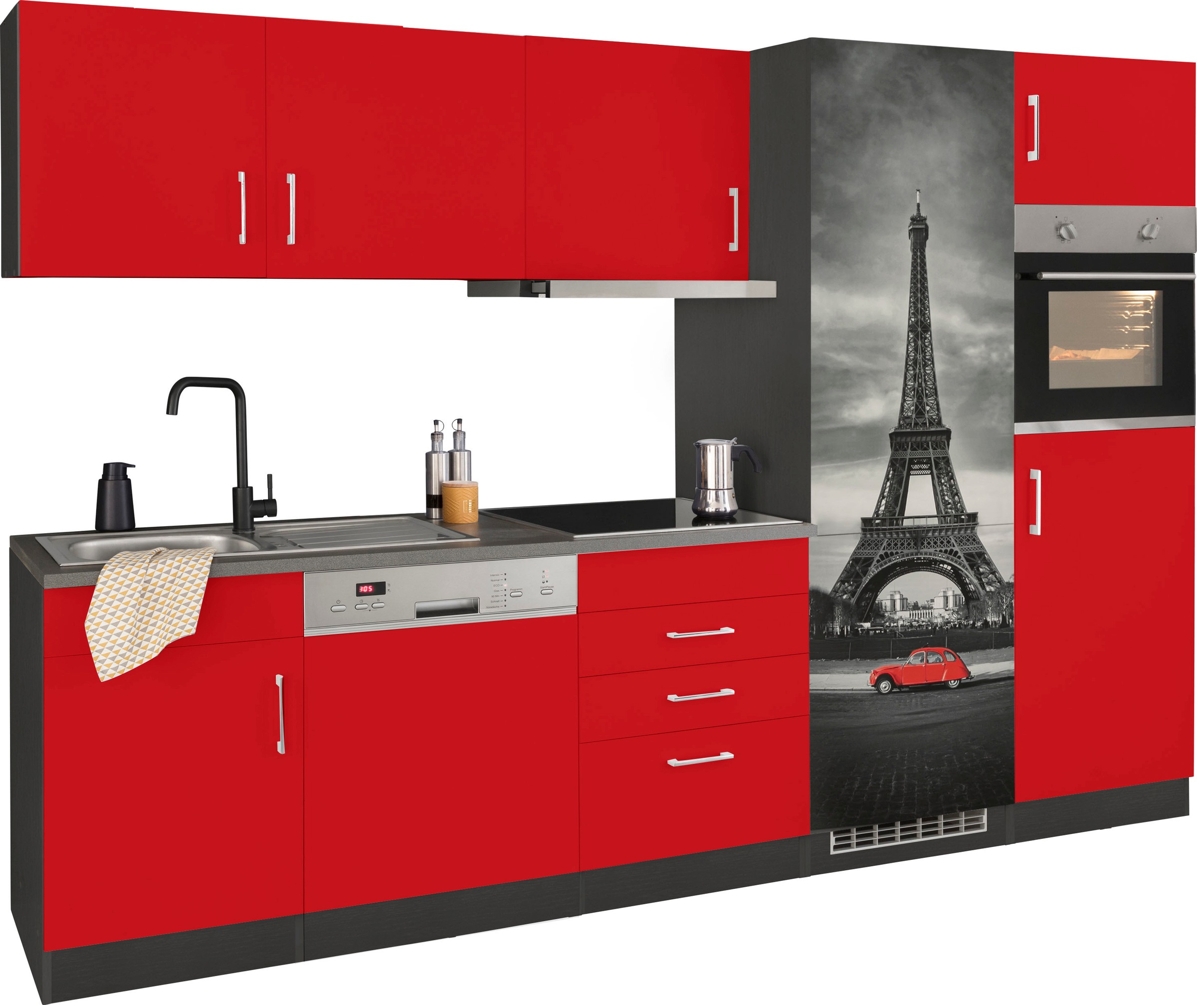 HELD MÖBEL Küchenzeile »Paris«, mit E-Geräten, Breite 290 cm