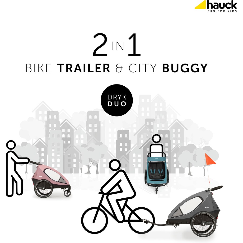 Hauck Fahrradkinderanhänger »2in1 Bike Trailer und Buggy Dryk Duo, rose«