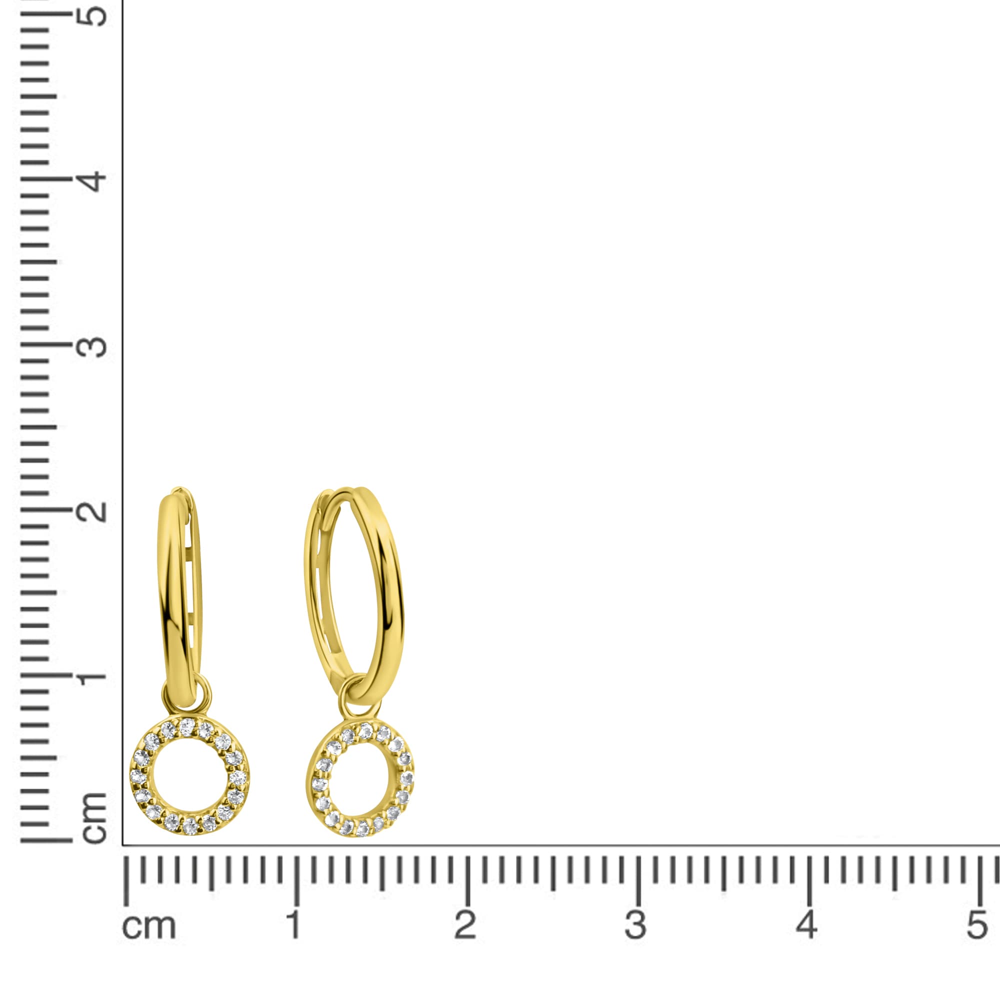Fascination by Ellen K. Paar Creolen »Gold 585 mit 32 echten Weißtopasen 14mm Durchmesser«