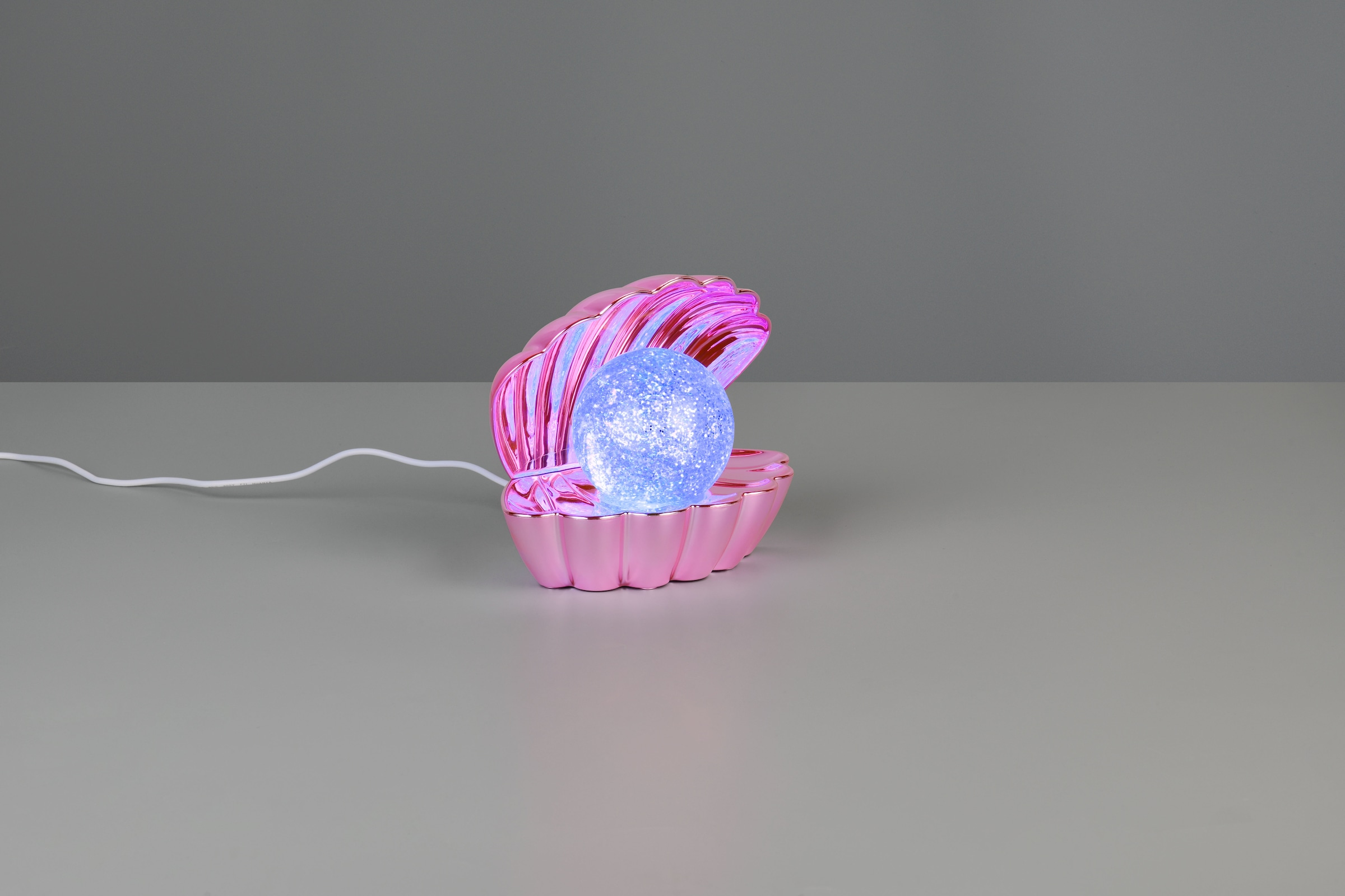 REALITY Leuchten LED Tischleuchte »SHELLY, Deko Tischlampe in Muschelform mit RGB Farbwechsel, 0,8W 15Lm« LED-Board 1 Stk. RGB Muschel Tischlampe mit Glitzerkugel und Farbwechsel inkl USB-Ladekabel