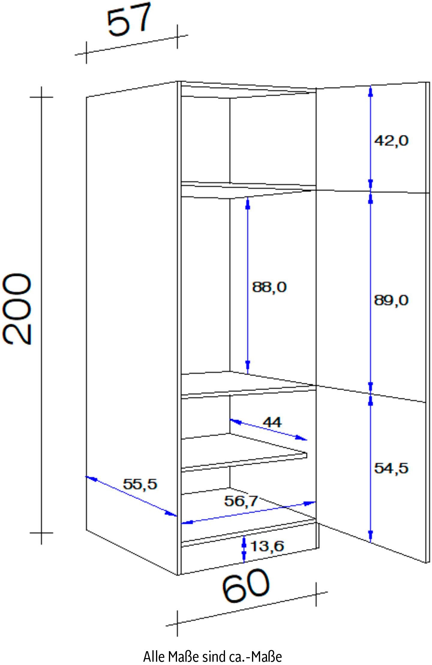 Flex-Well Kühlumbauschrank »Lucca«, (B x H x T) 60 x 200 x 57 cm auf Raten  bestellen