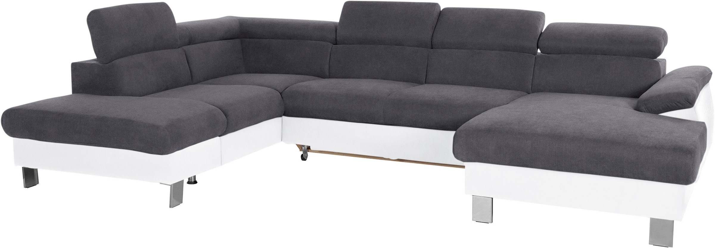 COTTA Polstergarnitur »Komaris U-Form«, (Set), Set bestehend aus: Wohnlandschaft mit Kopfteilverstellung & Hocker