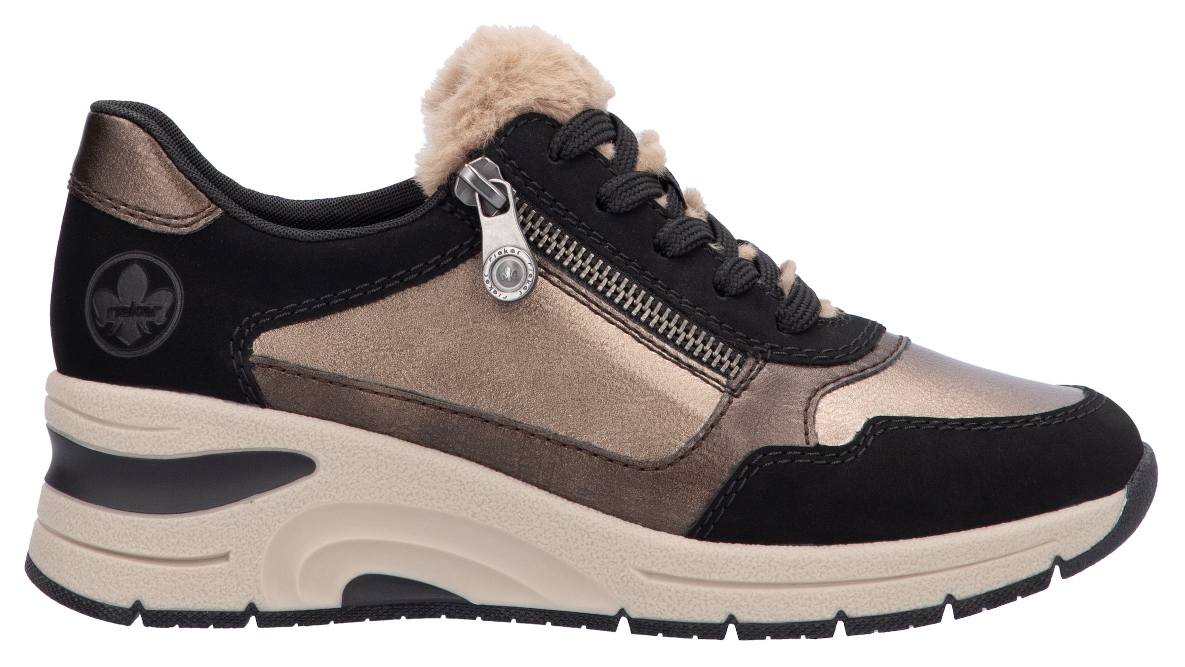 Rieker Keilsneaker, Freizeitschuh, Schnürschuh mit Schaftrandpolsterung, schmale Form