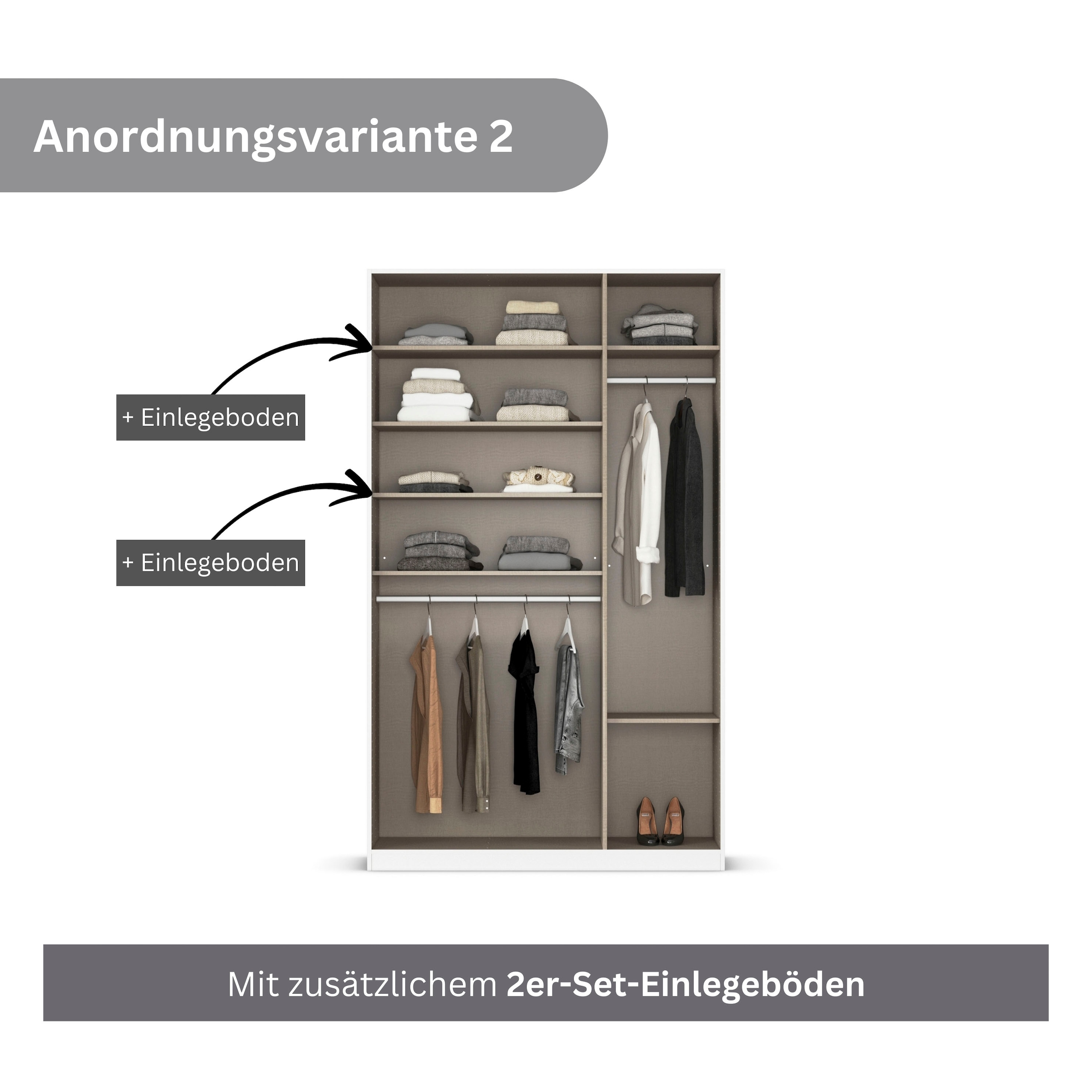 rauch Drehtürenschrank »Kleiderschrank Schrank Garderobe AGORDO TOPSELLER Schlafzimmer«, (in zwei Griff-Farben mit Dekor- oder Hochglanzfront), durchdachte Innenausstattung, in 6 Breiten und 2 Höhen MADE IN GERMANY