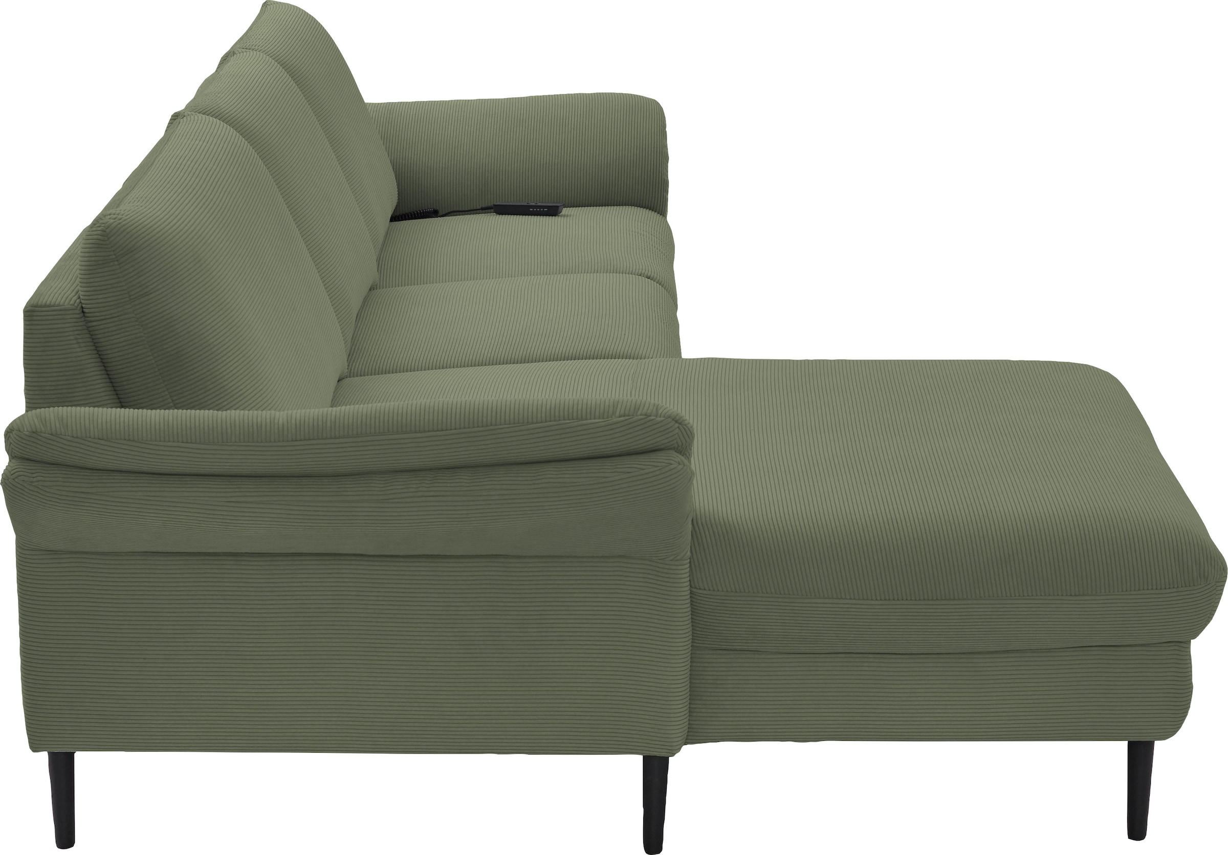 Places of Style Ecksofa »Sarsina: mit Tonnentaschen-Federkern, perfekt zum Entspannen L-Form«, inklusive 1 motorischen Relaxfunktion mit Herz-Waage-Beschlag
