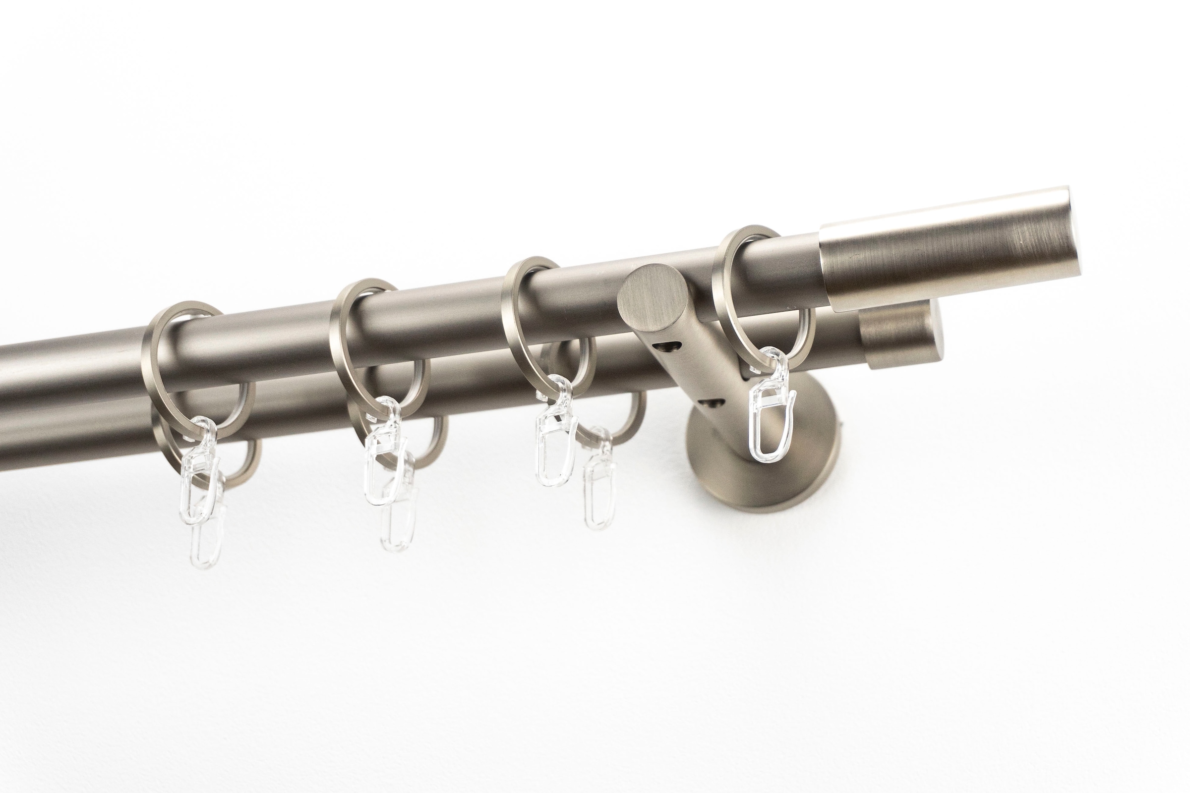 GARESA Gardinenstange »EASY«, 2 läufig-läufig, Wunschmaßlänge, Vorhanggarnitur, verlängerbar, Wandmontage, Aluminium, mit Ringe