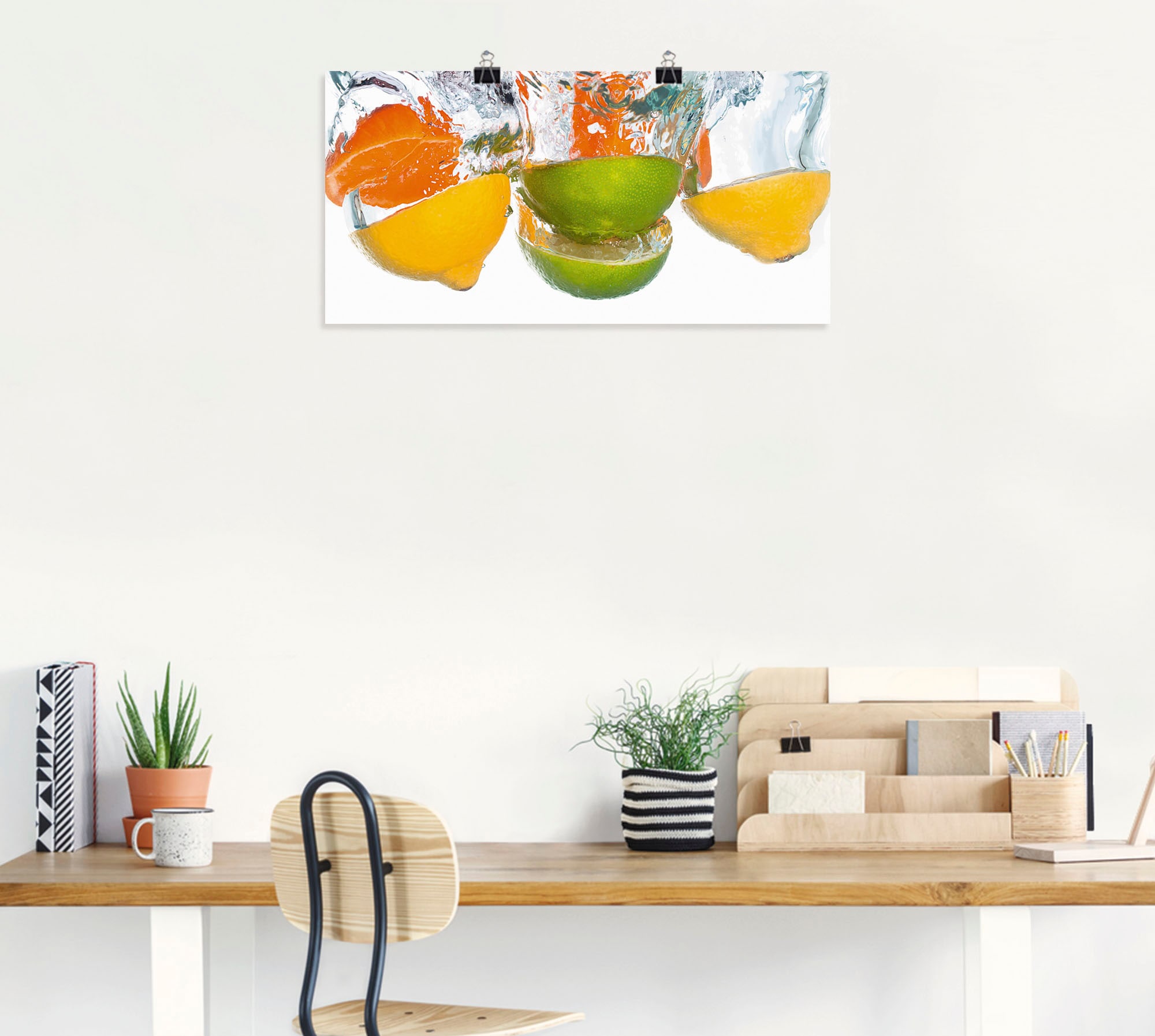 Artland Wandbild »Zitrusfrüchte fallen in klares Wasser«, Lebensmittel, (1 St.), als Leinwandbild, Poster, Wandaufkleber in verschied. Größen
