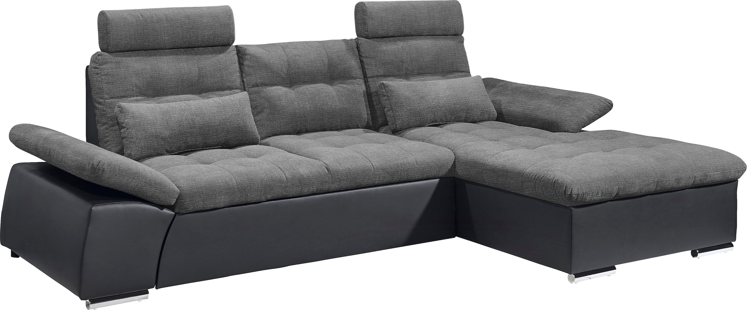 ED EXCITING DESIGN Ecksofa »Jakarta L-Form«, mit Bettfunktion, Armteilverstellung, Kopfstützen & 2 Nierenkissen