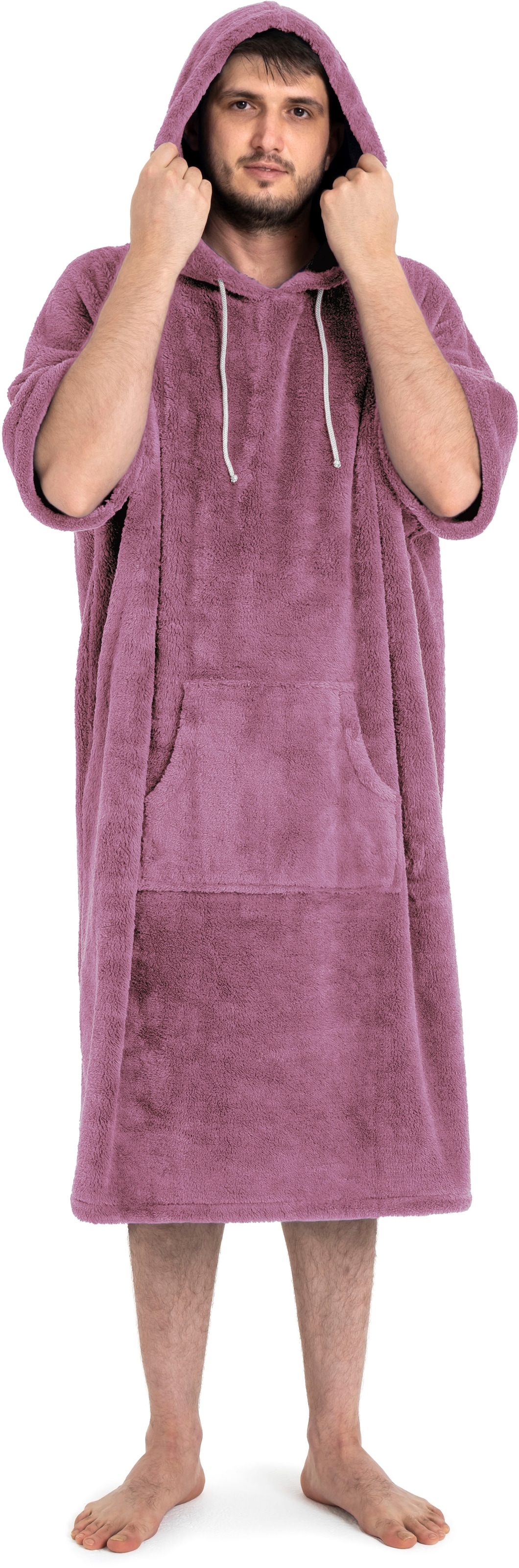 my home Badeponcho »Lillou, ideal für Sauna, Spa & im Urlaub«, (1 St.), weich und kuschelig, Fleece, Unisex, für Damen und Herren, Surfponcho