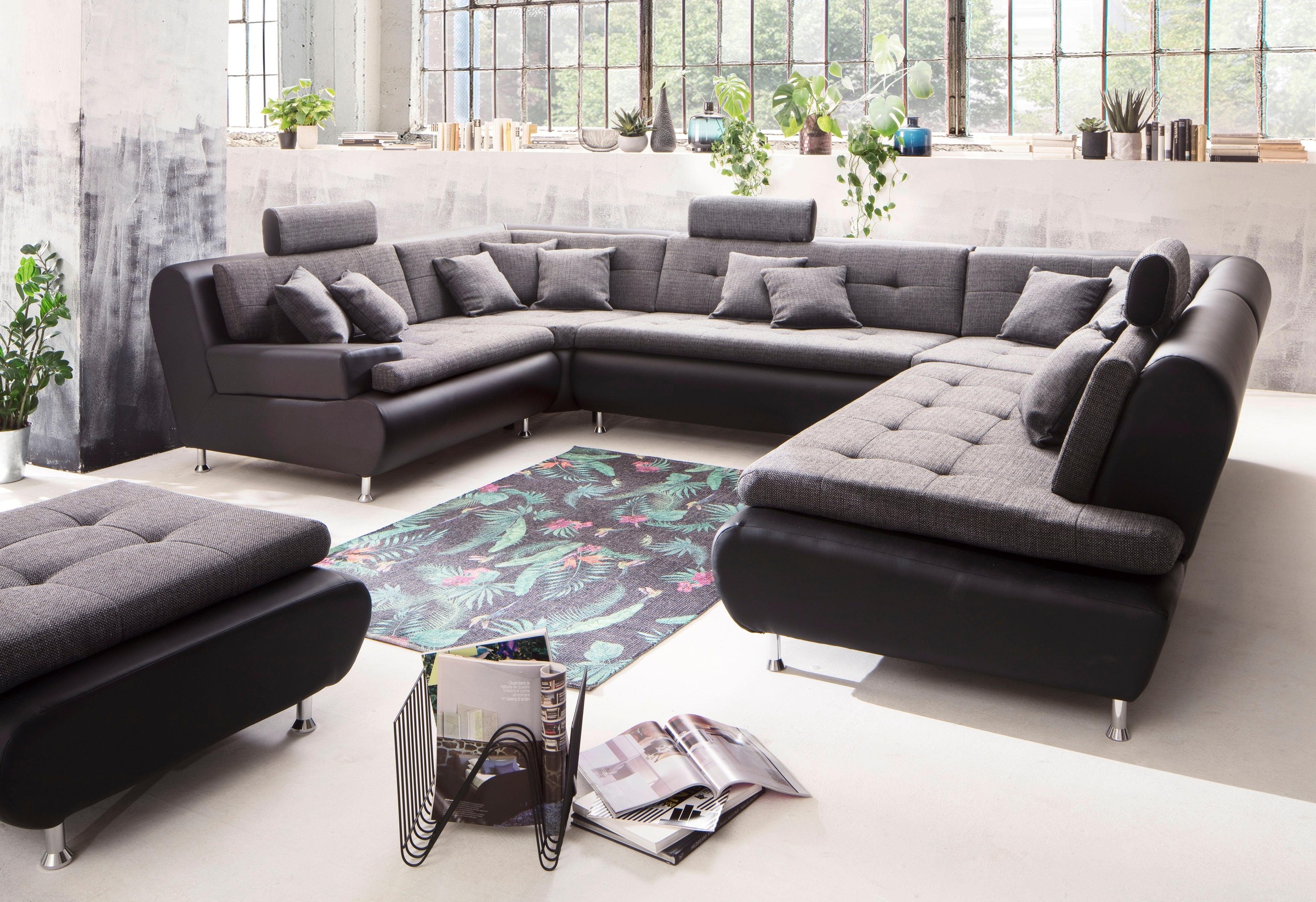 Trends by HG Wohnlandschaft "Lounge U-Form", mit Kopfstützen und Metallfuß, günstig online kaufen