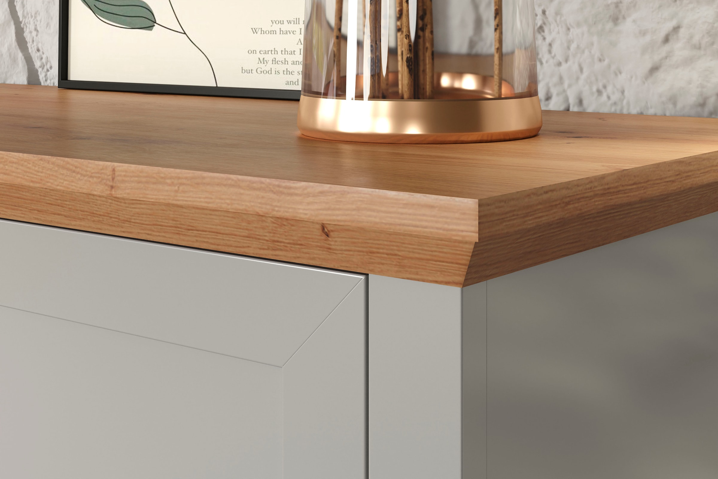 Home affaire Highboard »Herzwill«, Breite 97 cm, Höhe 130 cm, Stauraum, Türen und Korpus, mattes Grau
