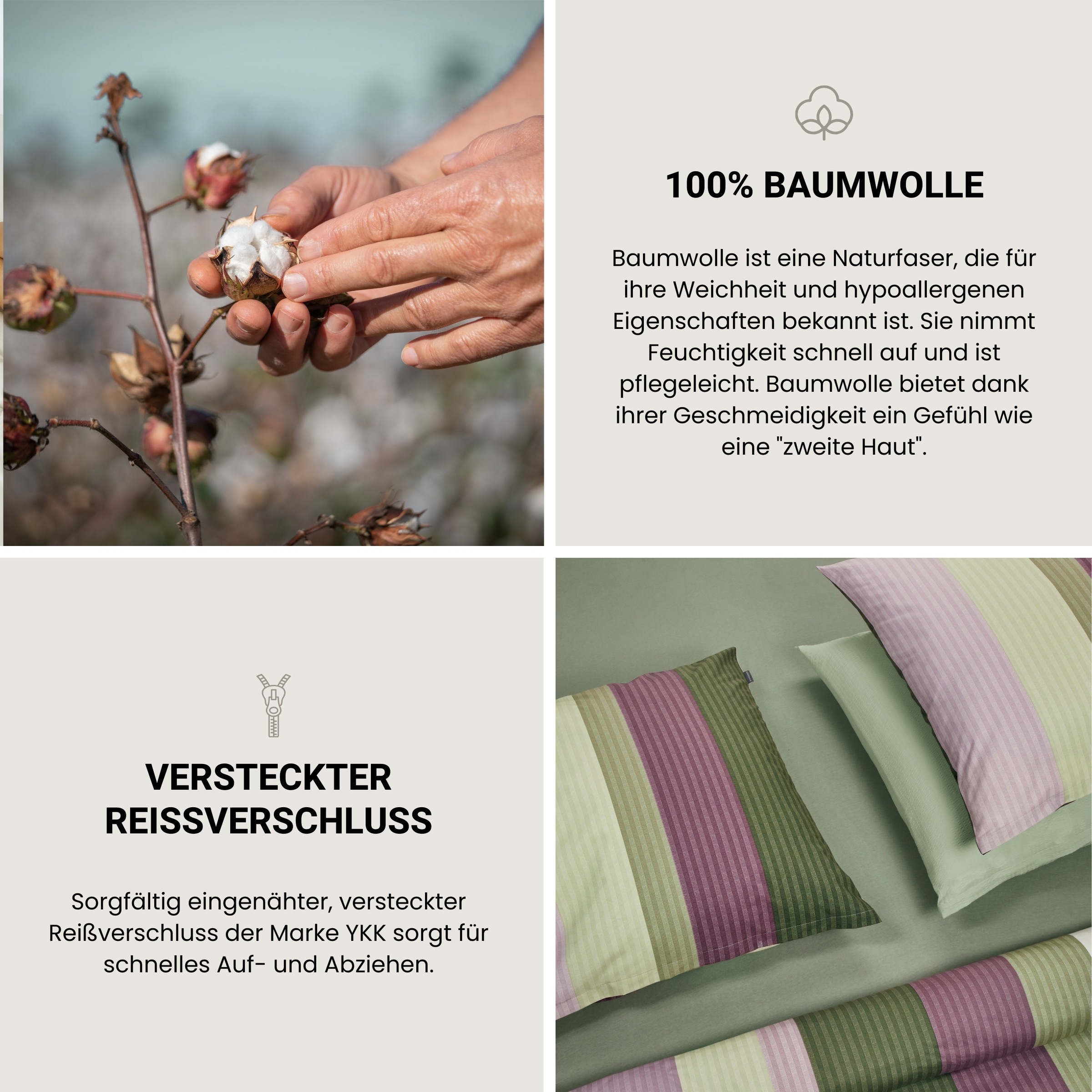 Schiesser Wendebettwäsche »Vendi aus weicher Baumwolle mit lebhaften Streifen«, Made in Green