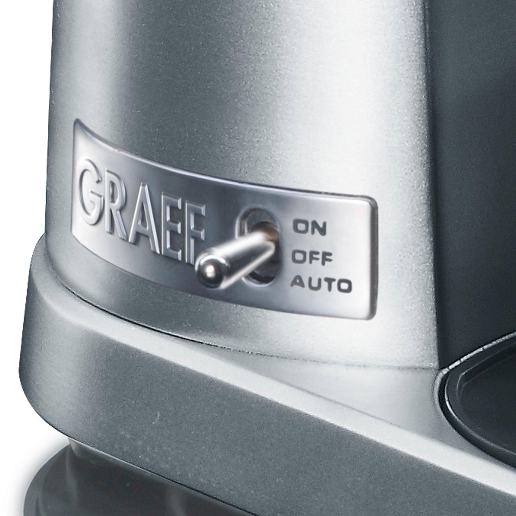 Graef Kaffeemühle »Kaffeemühle CM 900«, 128 W, Kegelmahlwerk, 350 g Bohnenbehälter, mit automatischer Dosierung, Aluminium Schaufelrad