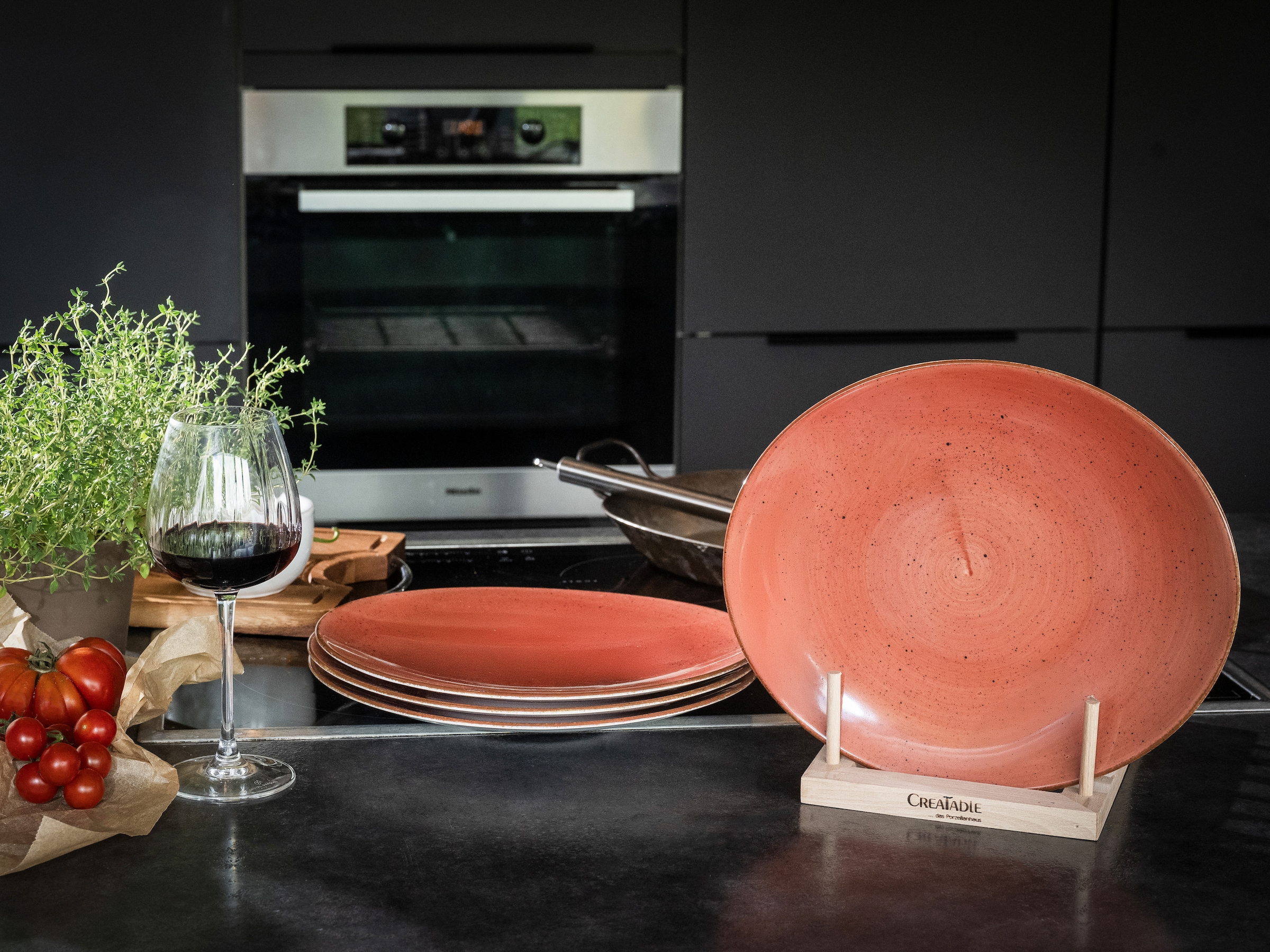 CreaTable Steakteller »Vintage Nature, Teller Set, 4-tlg.« Naturverbundenes Design, Vielseitig einsetzbar