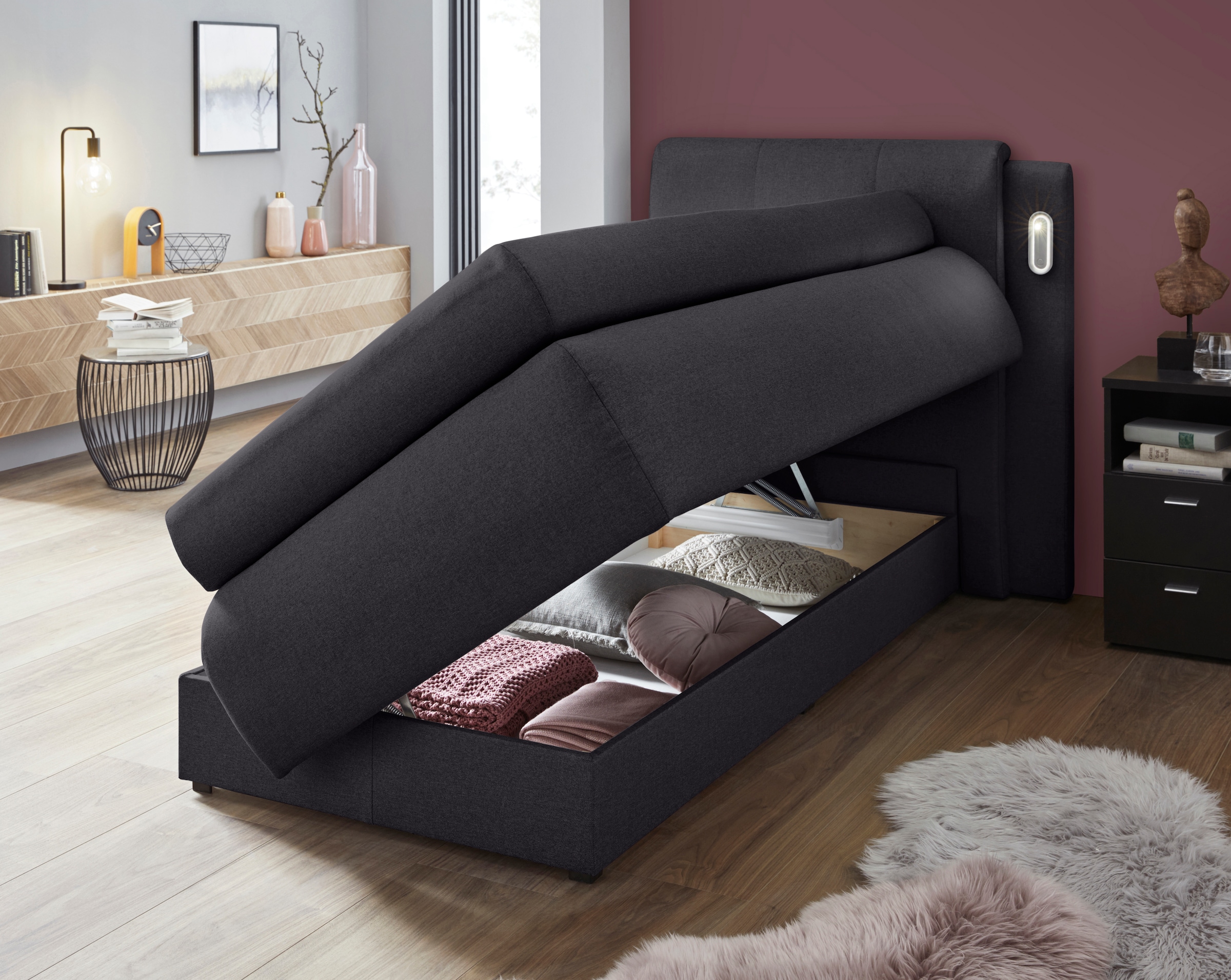 8. Bild von COLLECTION AB Boxspringbett »Borna«, inklusive Bettkasten, LED-Beleuchtung und Topper