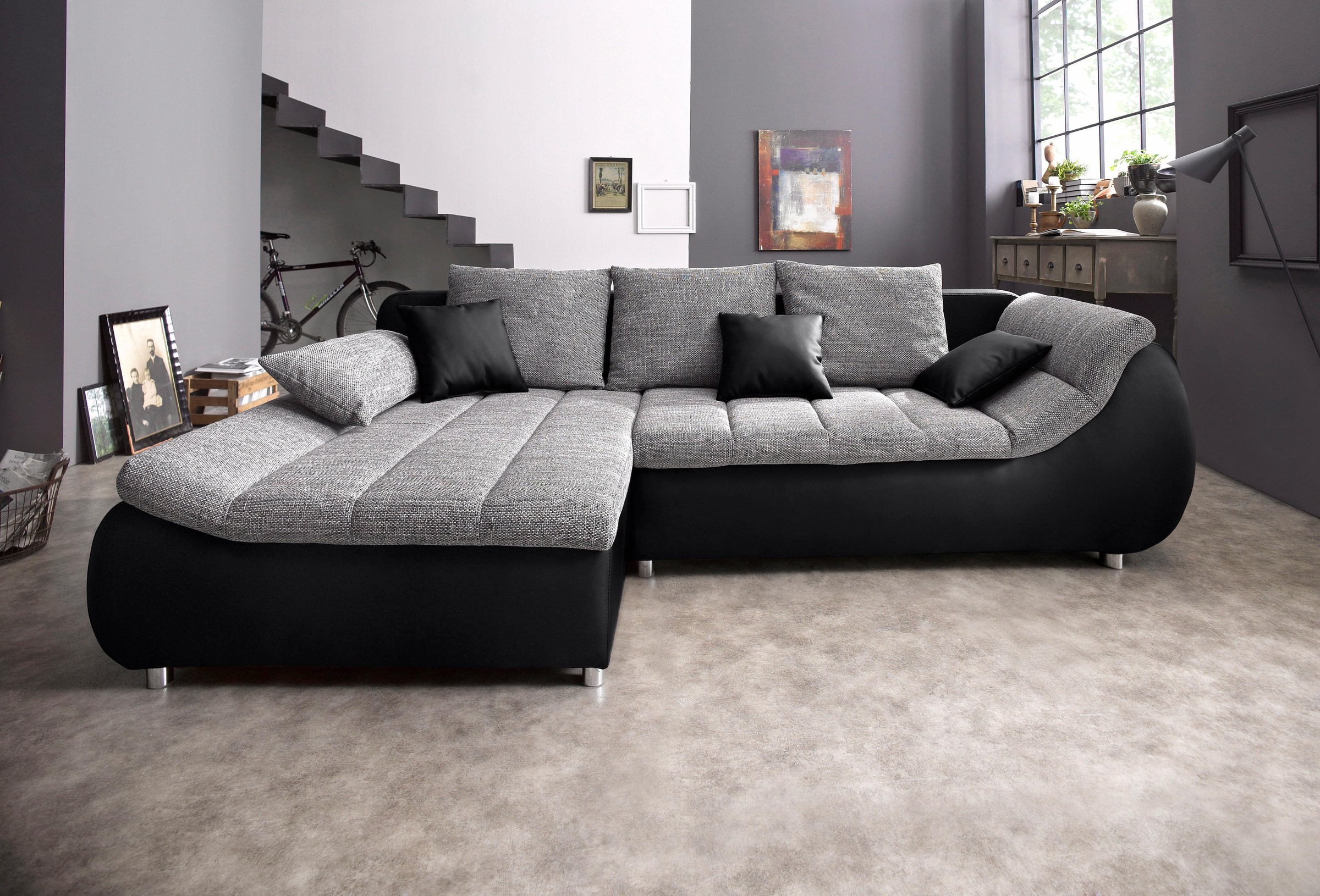 INOSIGN Ecksofa »Imola elegant und bequem, aktuelle Steppung im Sitz, L-For günstig online kaufen